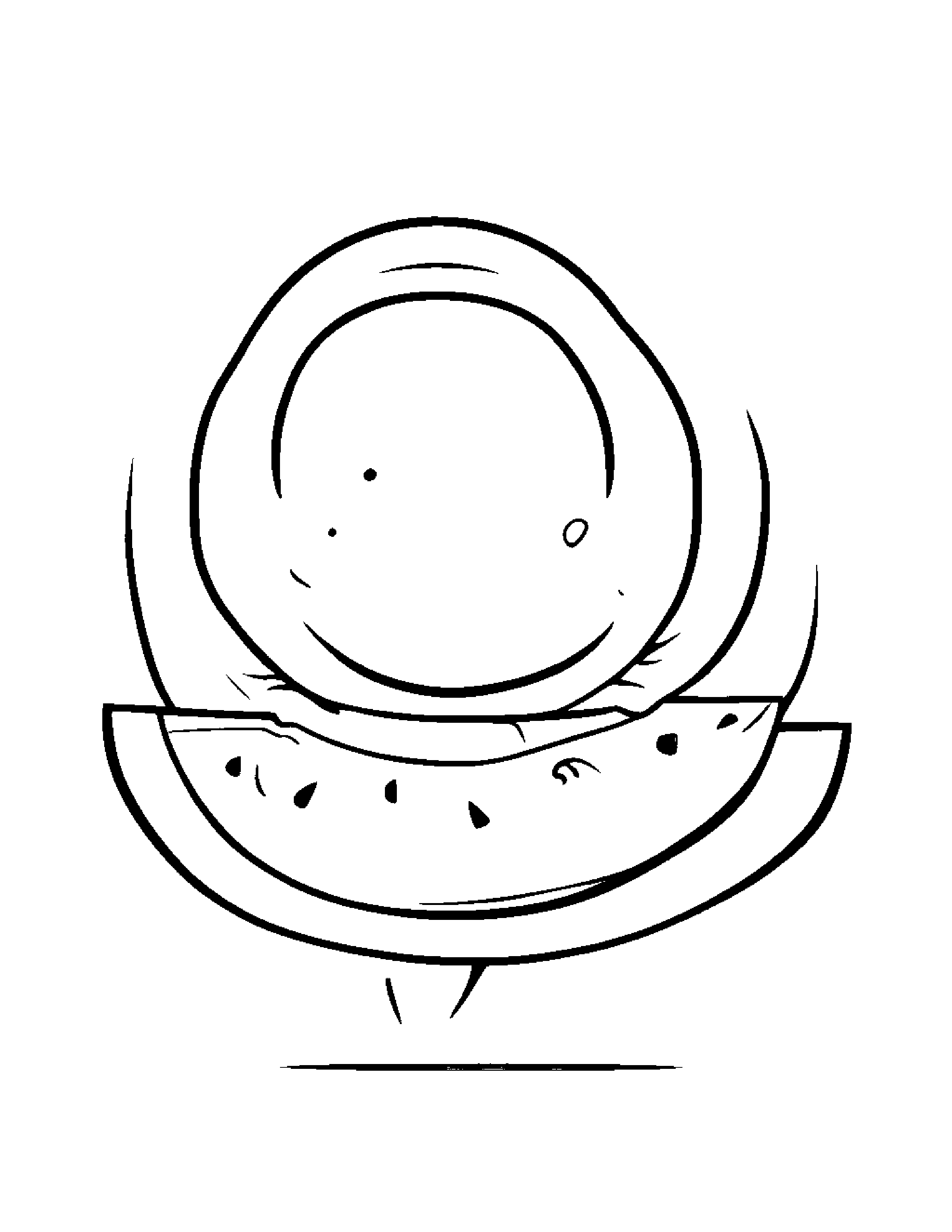 Baby Watermelon Slice With Scarf #2 Coloring Page (Free Printable PDF)