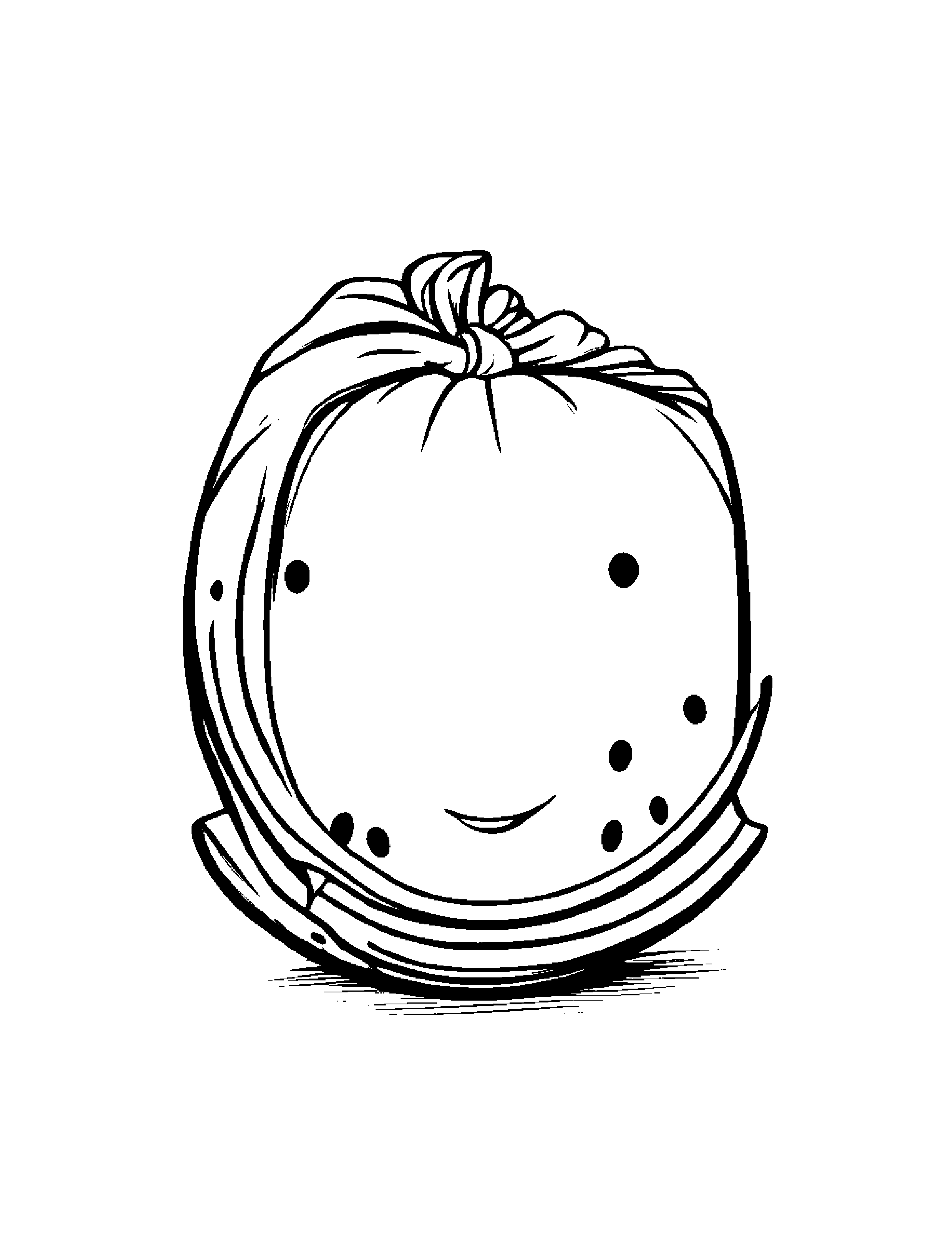 Baby Watermelon Slice With Scarf Coloring Page (Free Printable PDF)