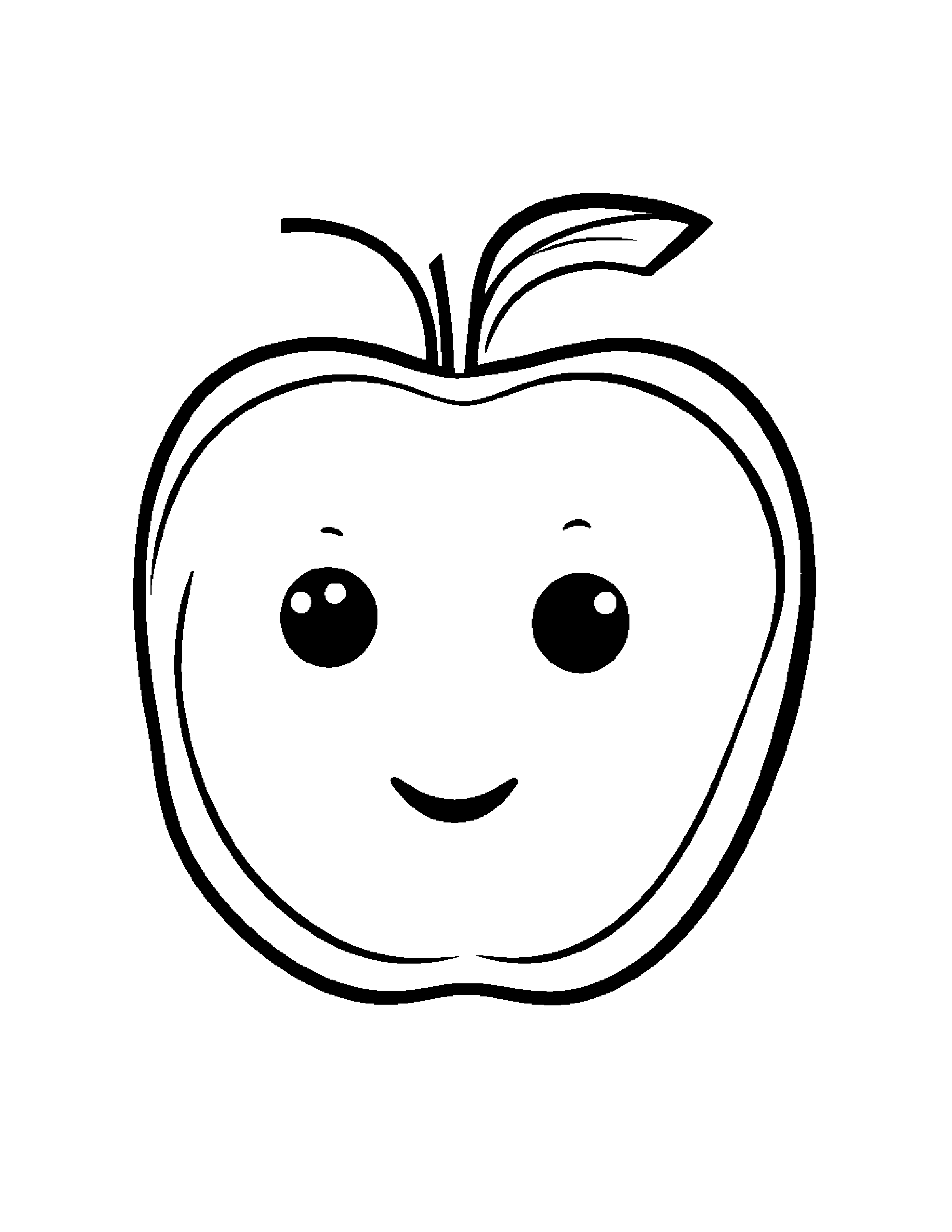 Kawaii Apple #2 Coloring Page (Free Printable PDF)