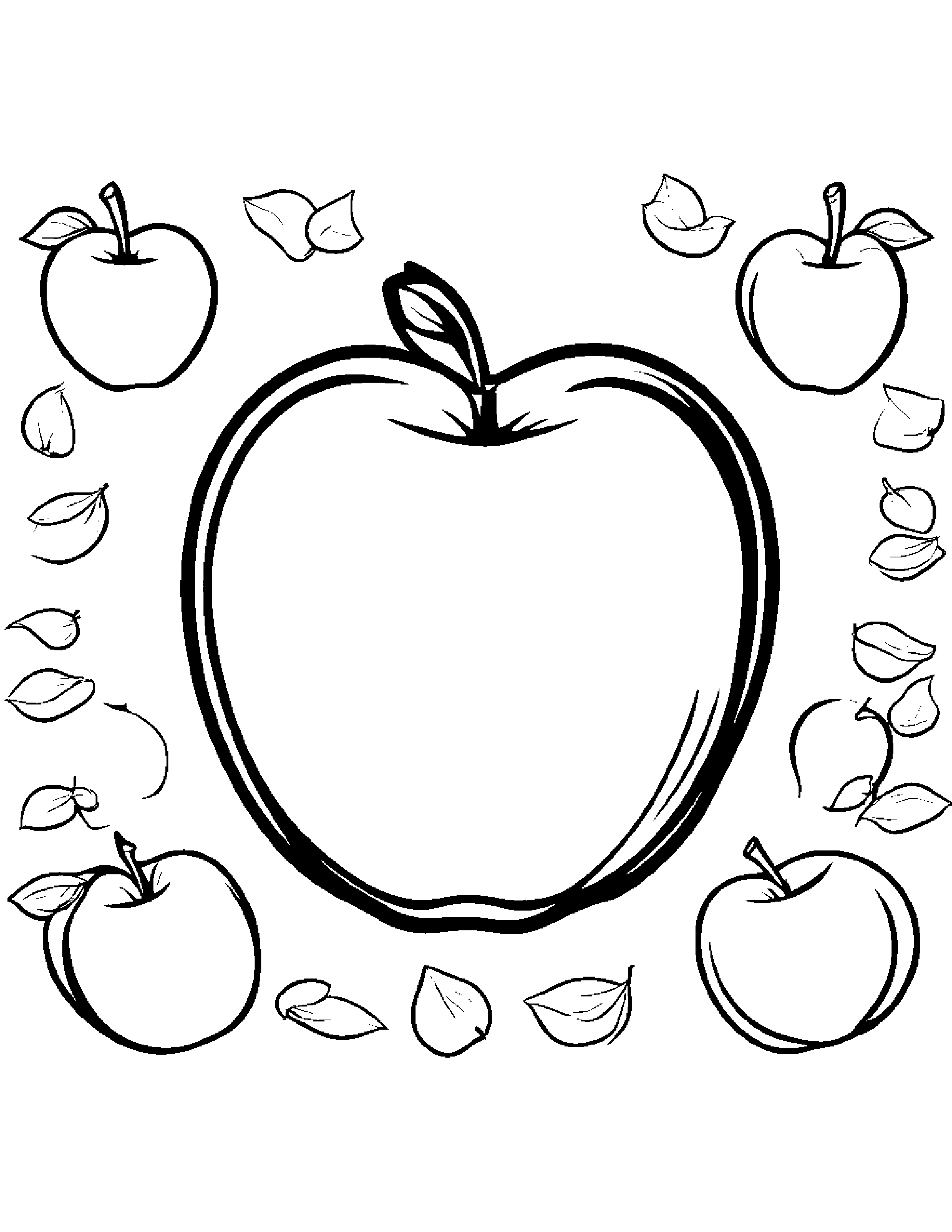 Kawaii Apple Coloring Page (Free Printable PDF)