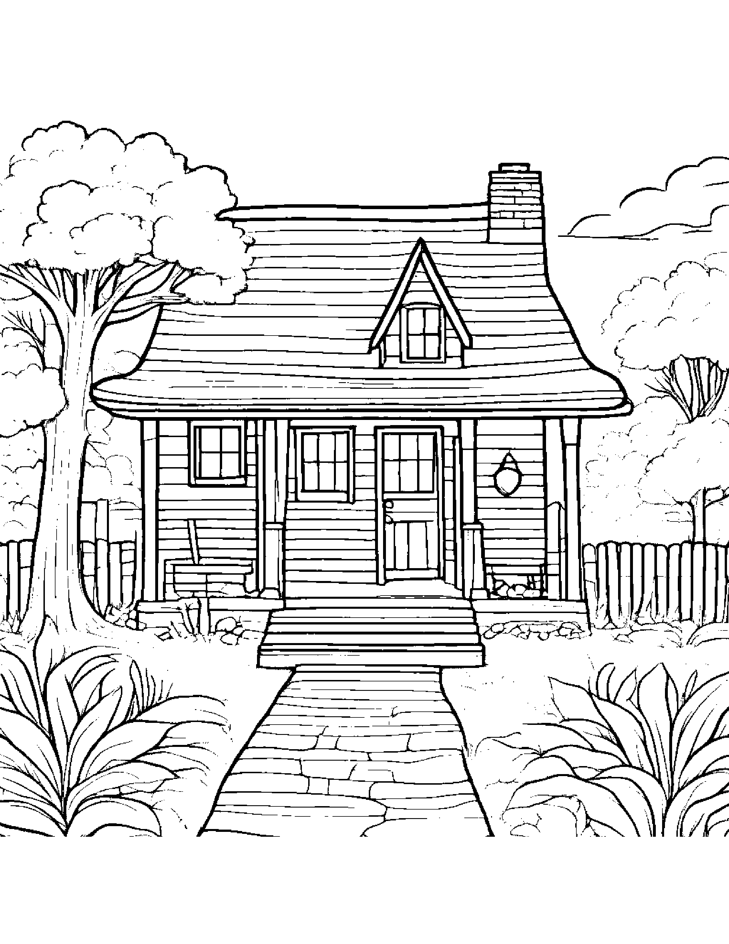 Sleepy Cozy Cottage Wearing A Hat #2 Coloring Page (Free Printable PDF)