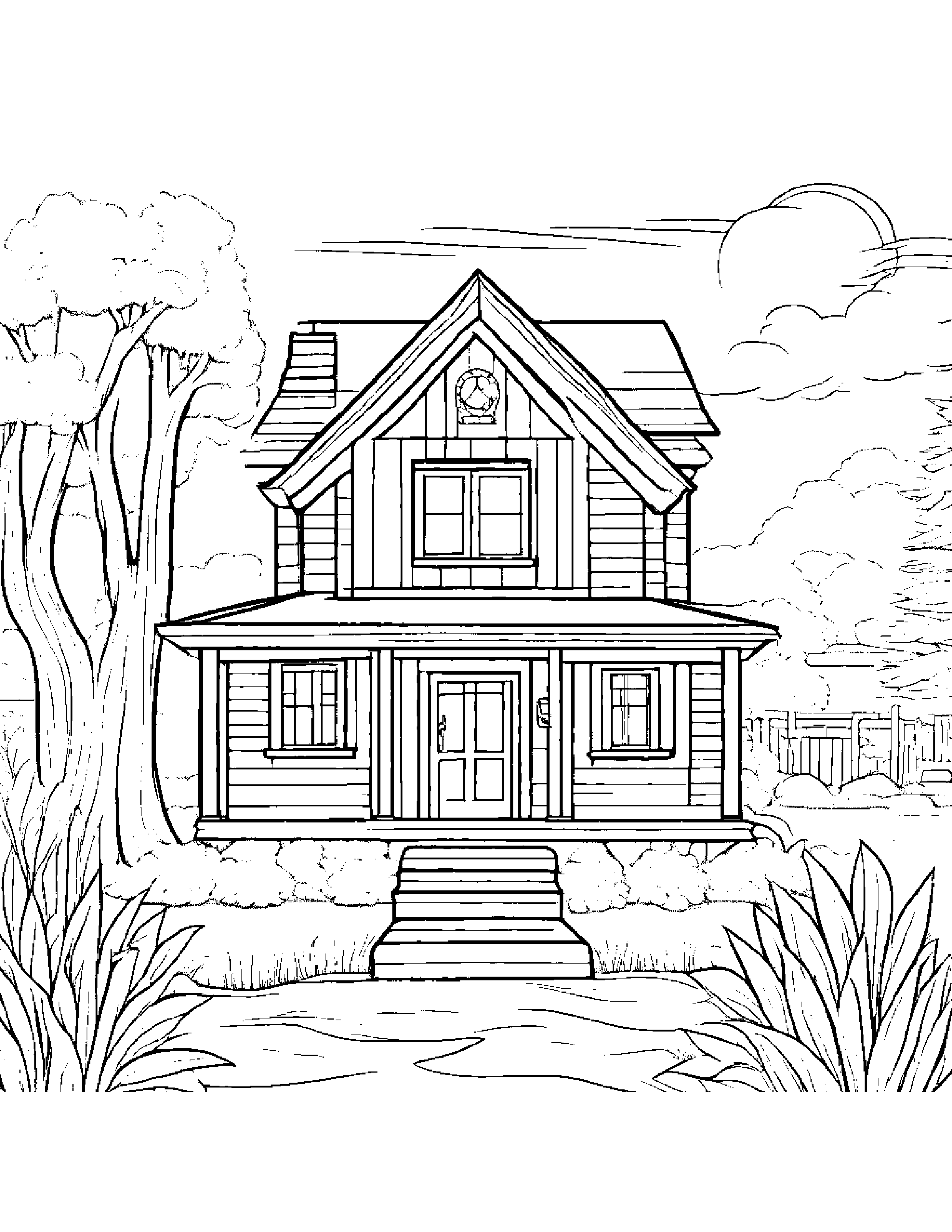 Sleepy Cozy Cottage Wearing A Hat Coloring Page (Free Printable PDF)