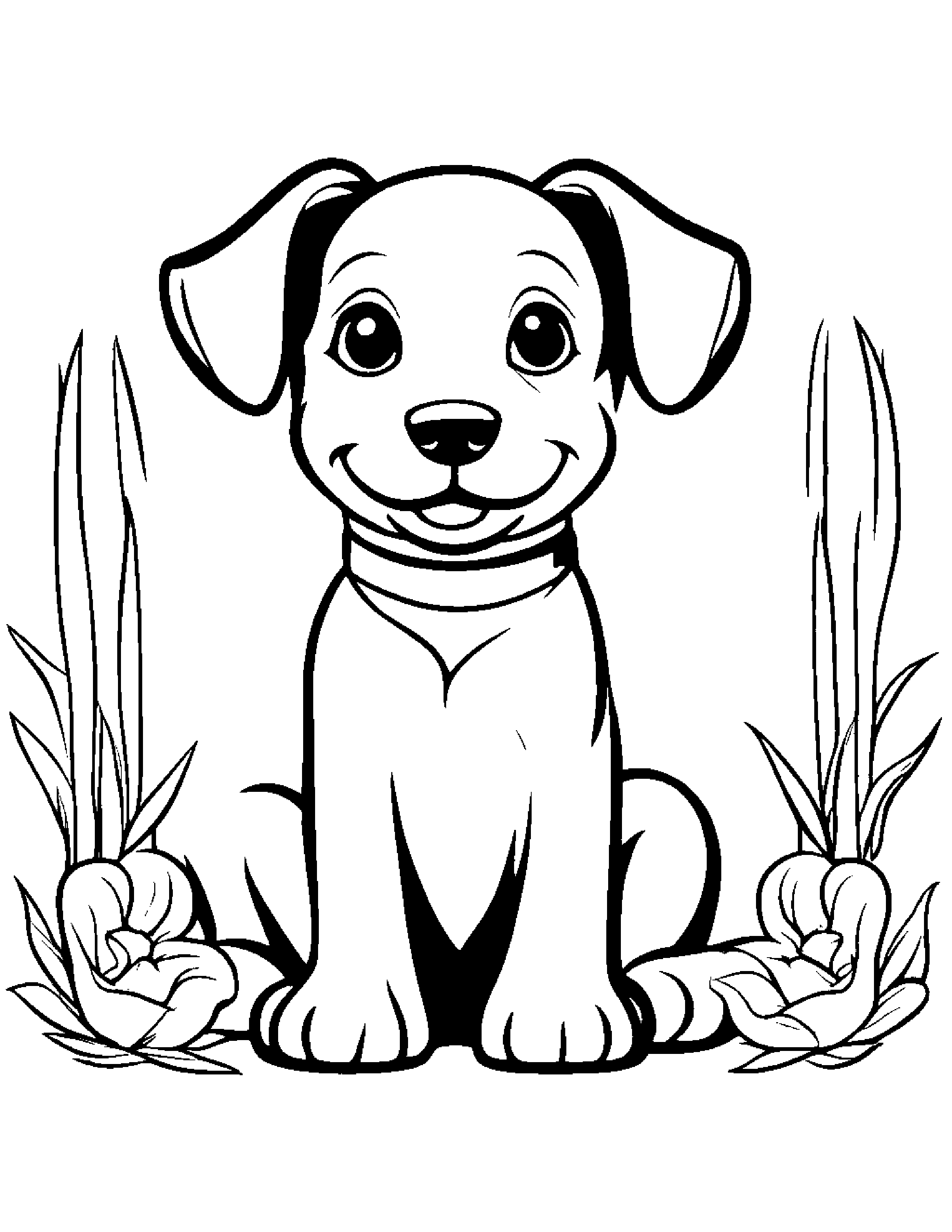 Happy Puppy #2 Coloring Page (Free Printable PDF)