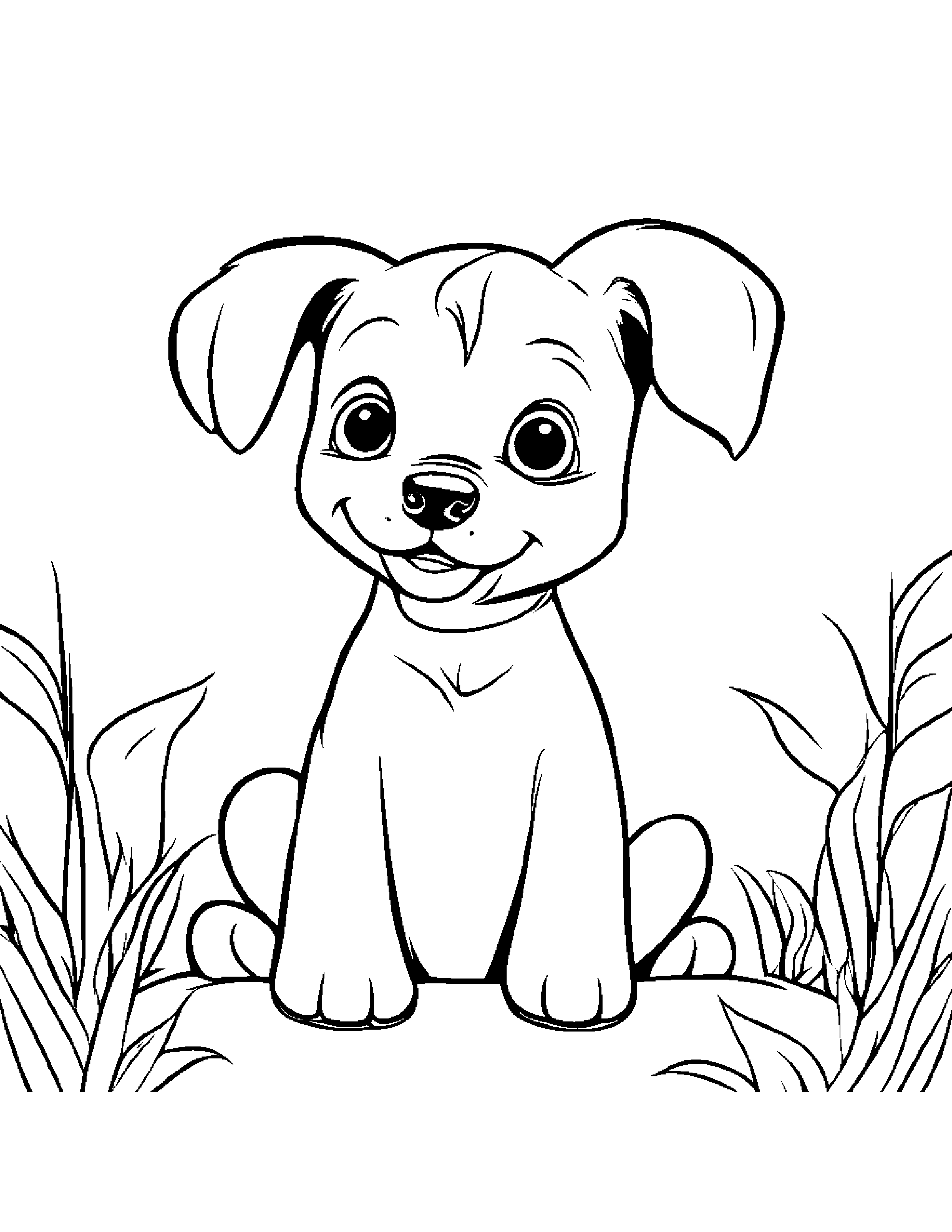 Happy Puppy Coloring Page (Free Printable PDF)