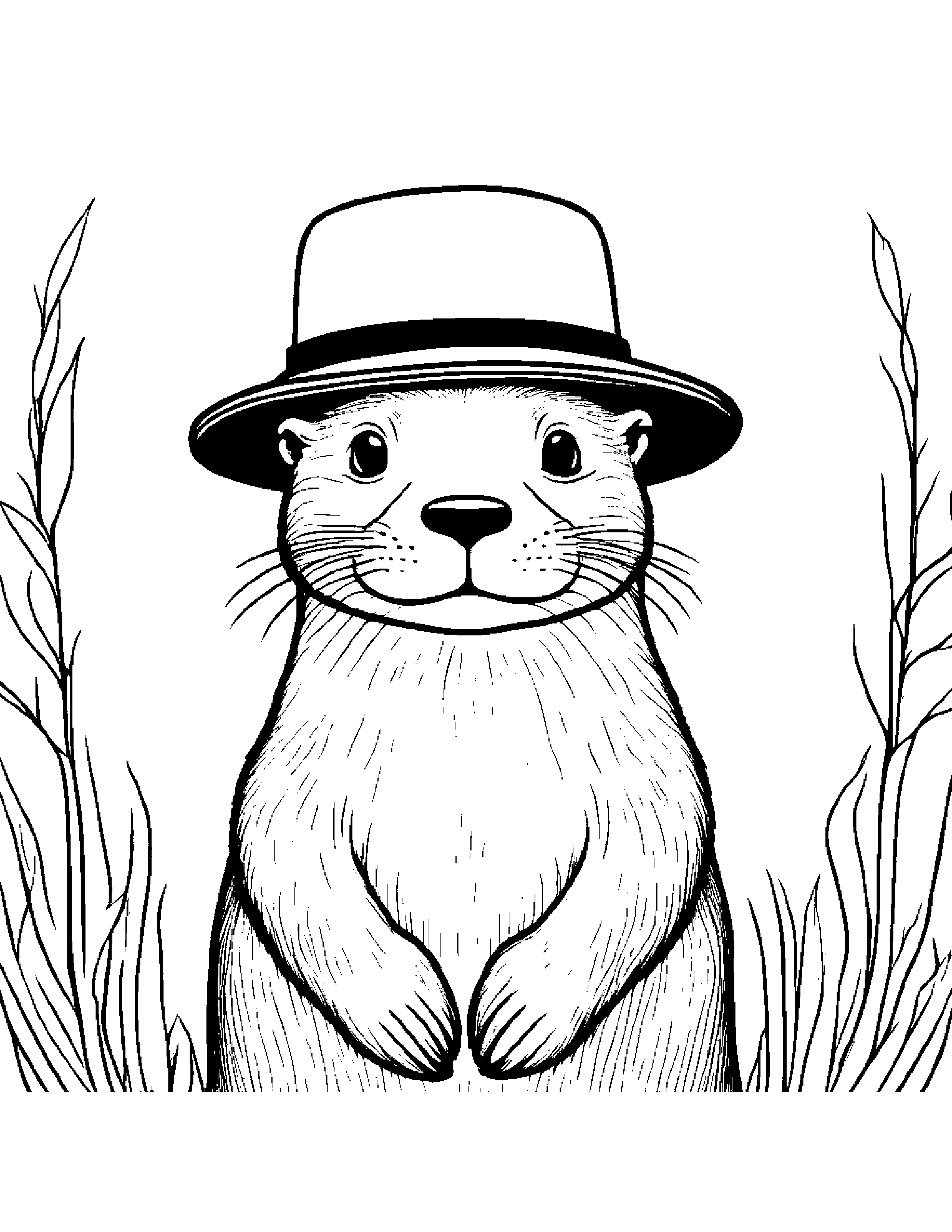 Otter Wearing A Hat Coloring Page (Free Printable PDF)