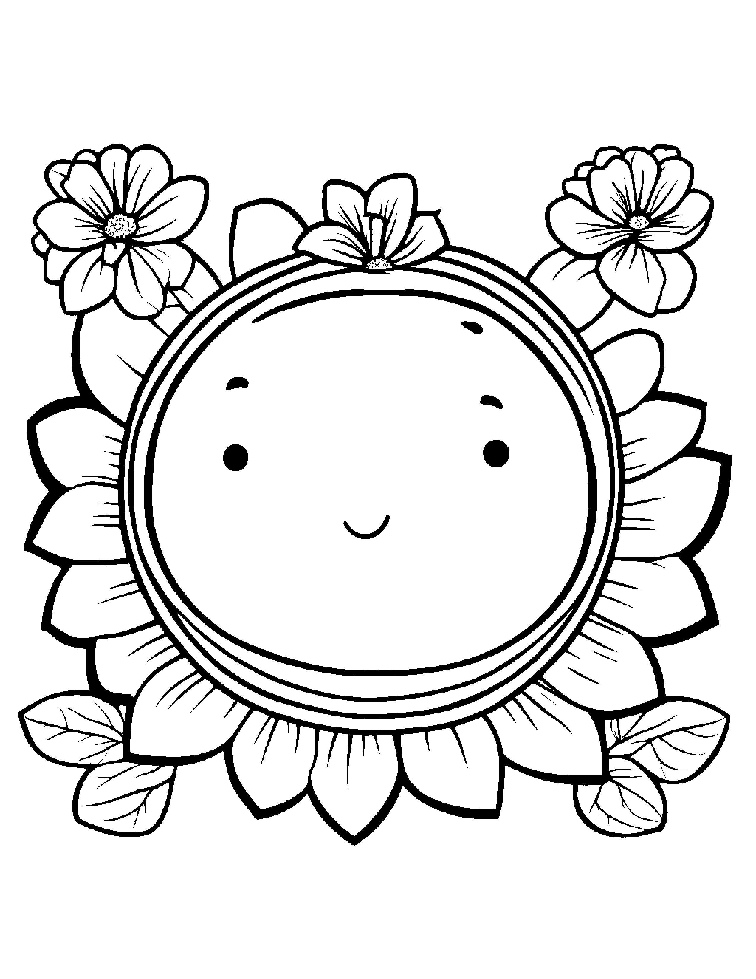 Smiling Watermelon Slice With A Flower Coloring Page (Free Printable PDF)
