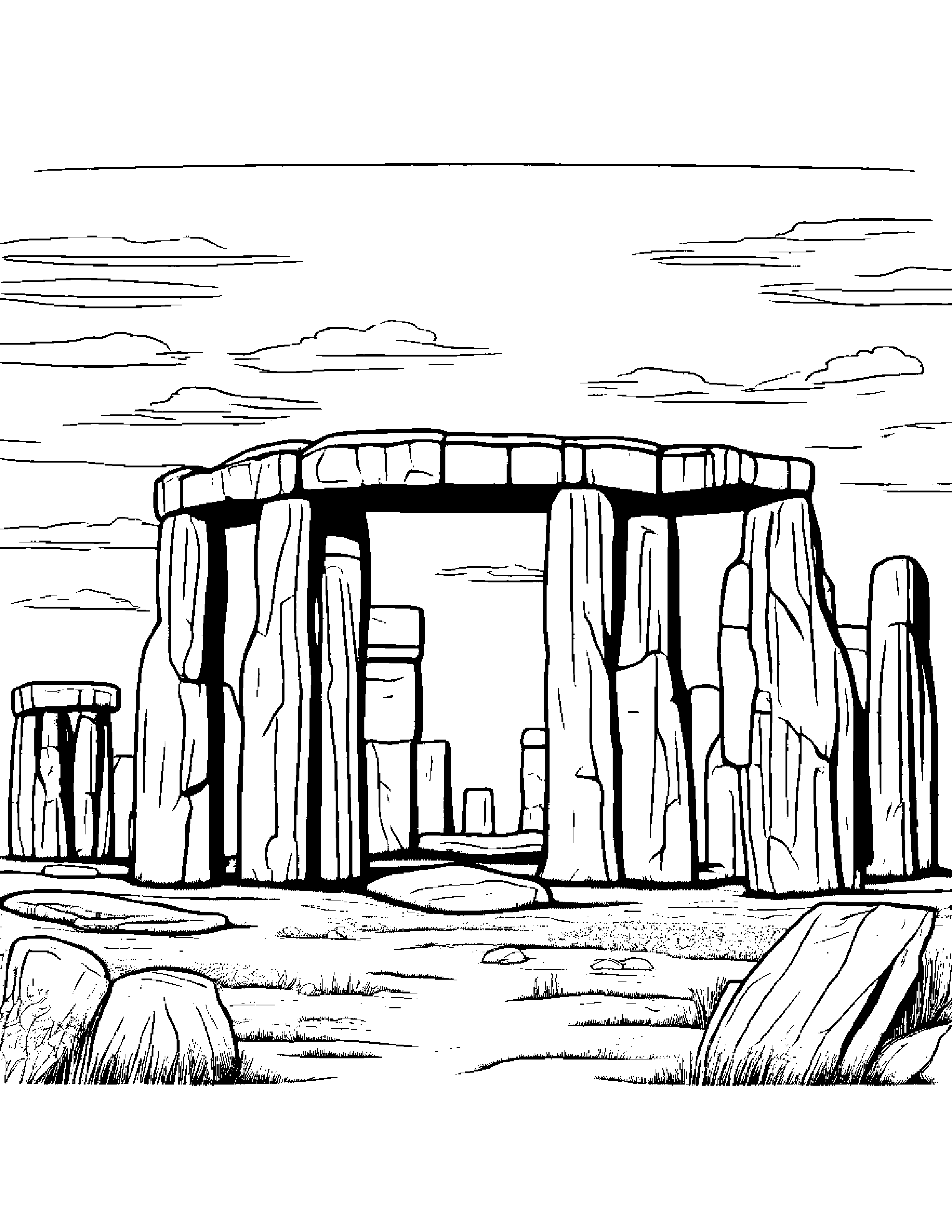 Stonehenge Prehistoric Monument Coloring Page (Free Printable PDF)