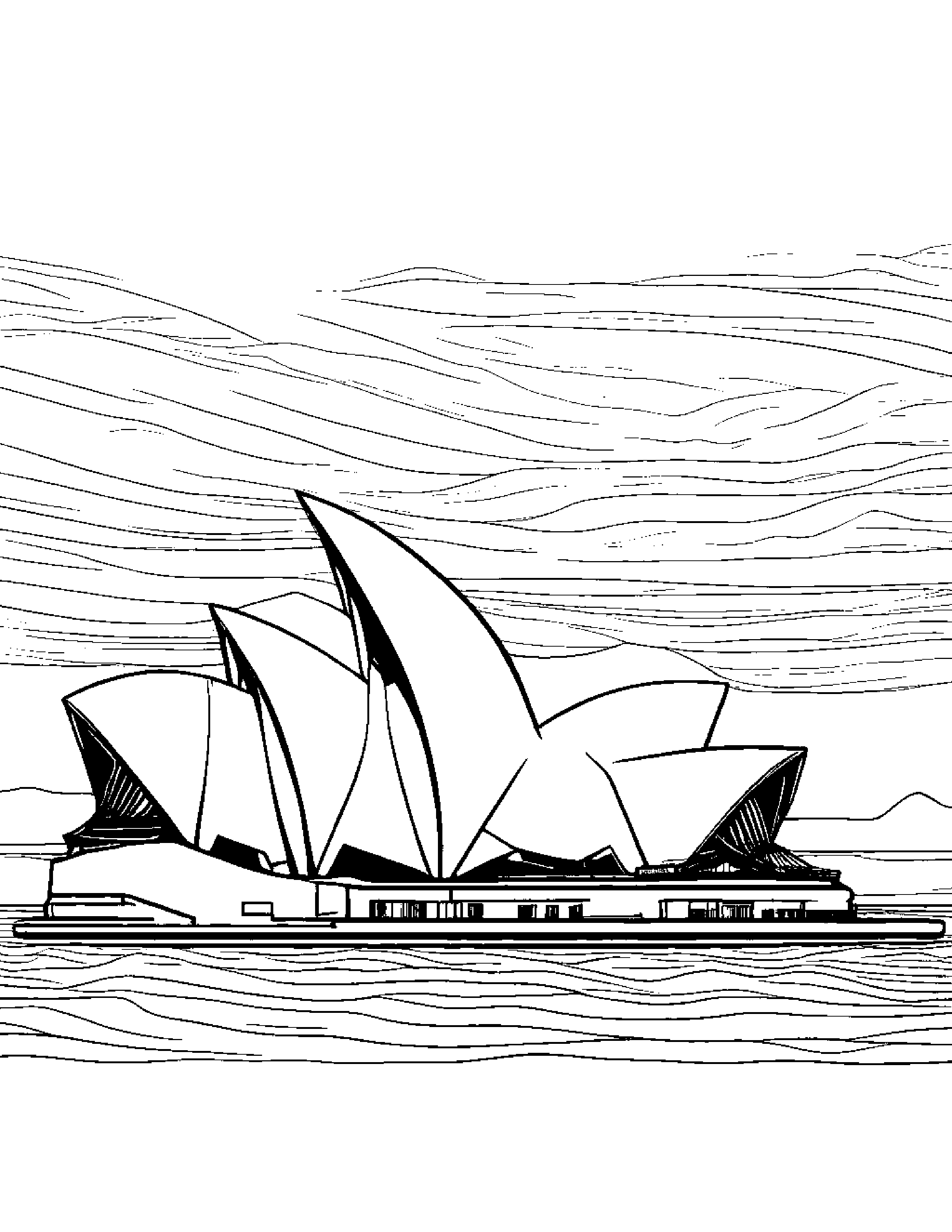 Sydney Opera House Coloring Page (Free Printable PDF)