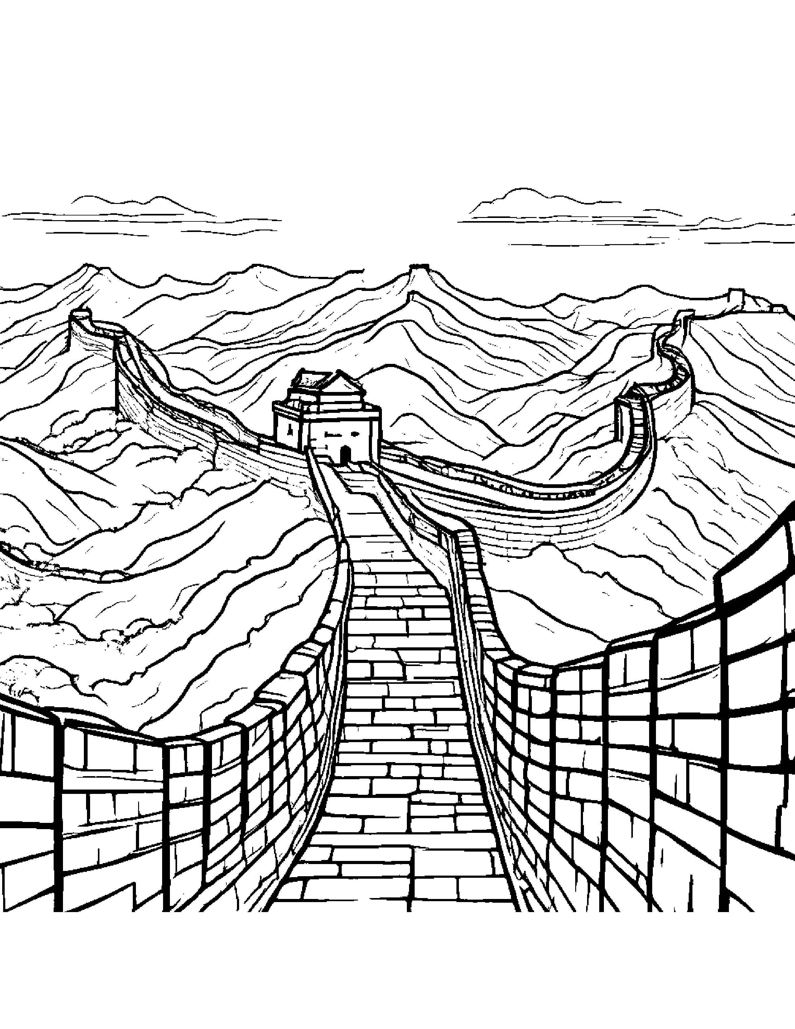 The Great Wall Of China Coloring Page (Free Printable PDF)