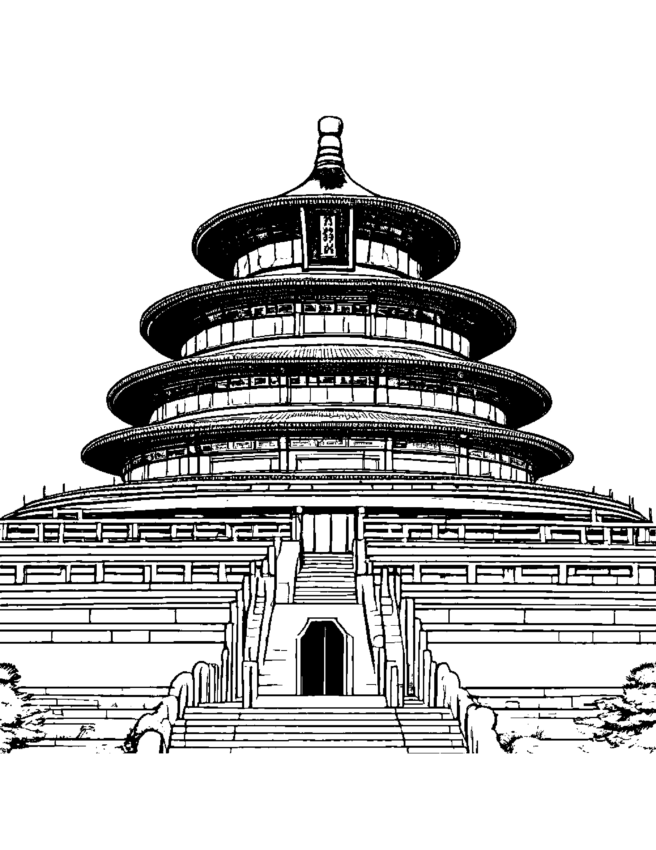 The Temple Of Heaven In Beijing Coloring Page (Free Printable PDF)