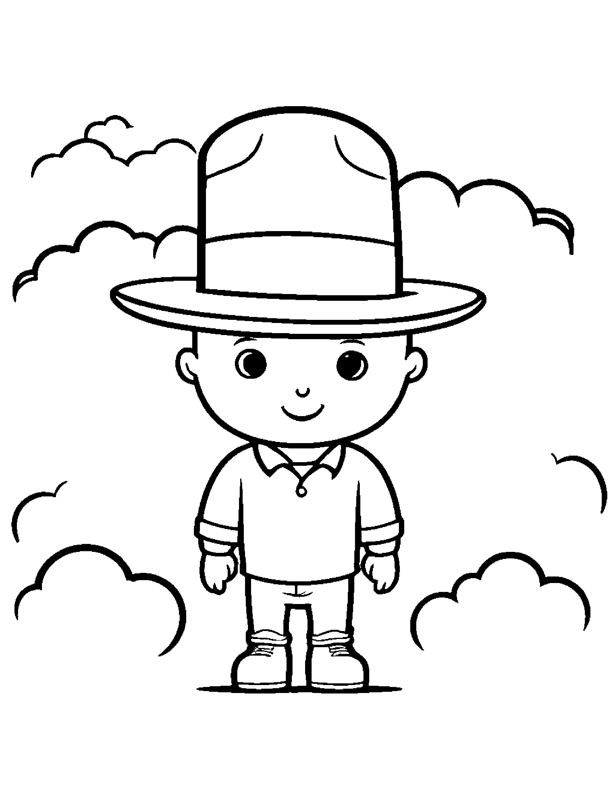 Cloud Wearing A Hat #2 Coloring Page (Free Printable PDF)