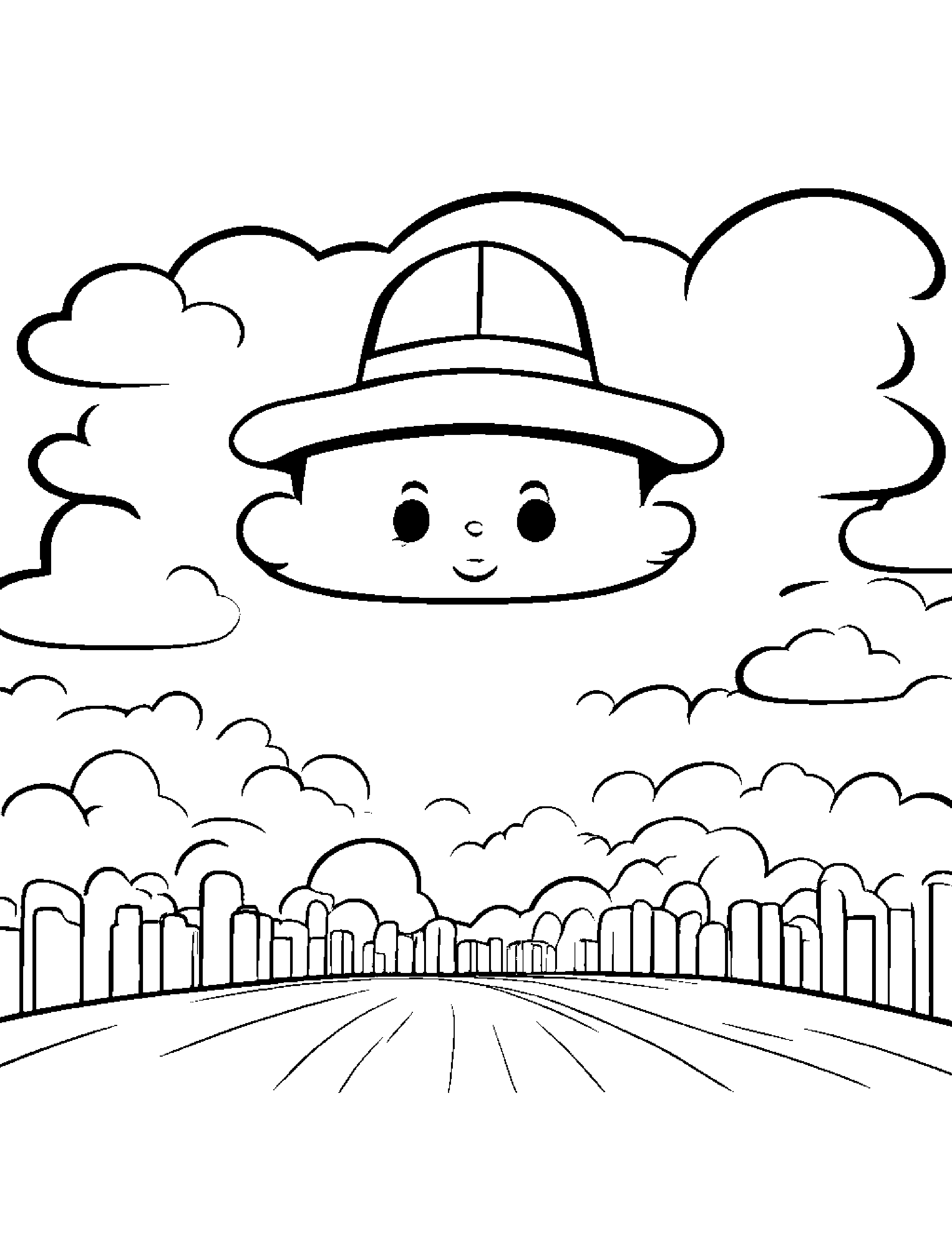 Cloud Wearing A Hat Coloring Page (Free Printable PDF)