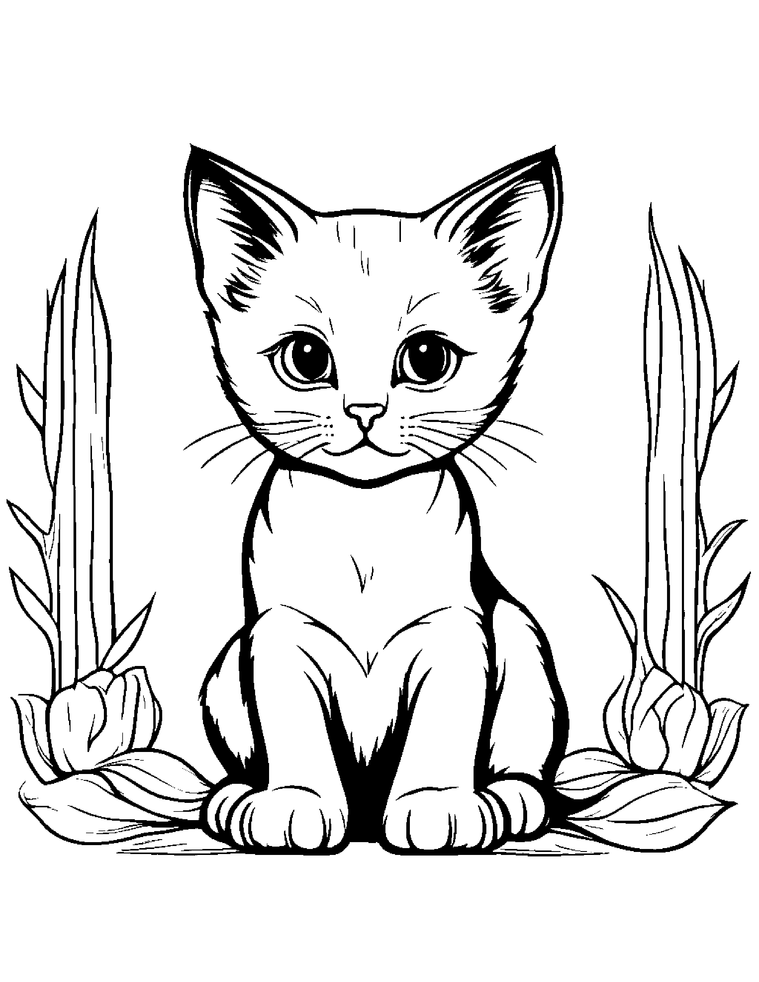 Gentle Kitten #2 Coloring Page (Free Printable PDF)