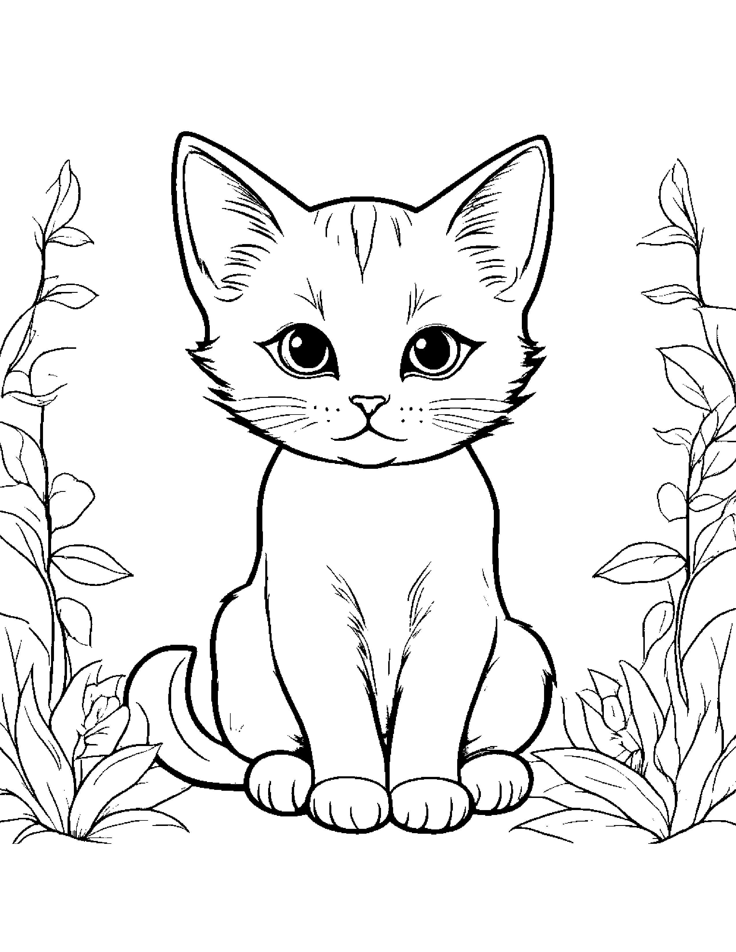 Gentle Kitten Coloring Page (Free Printable PDF)