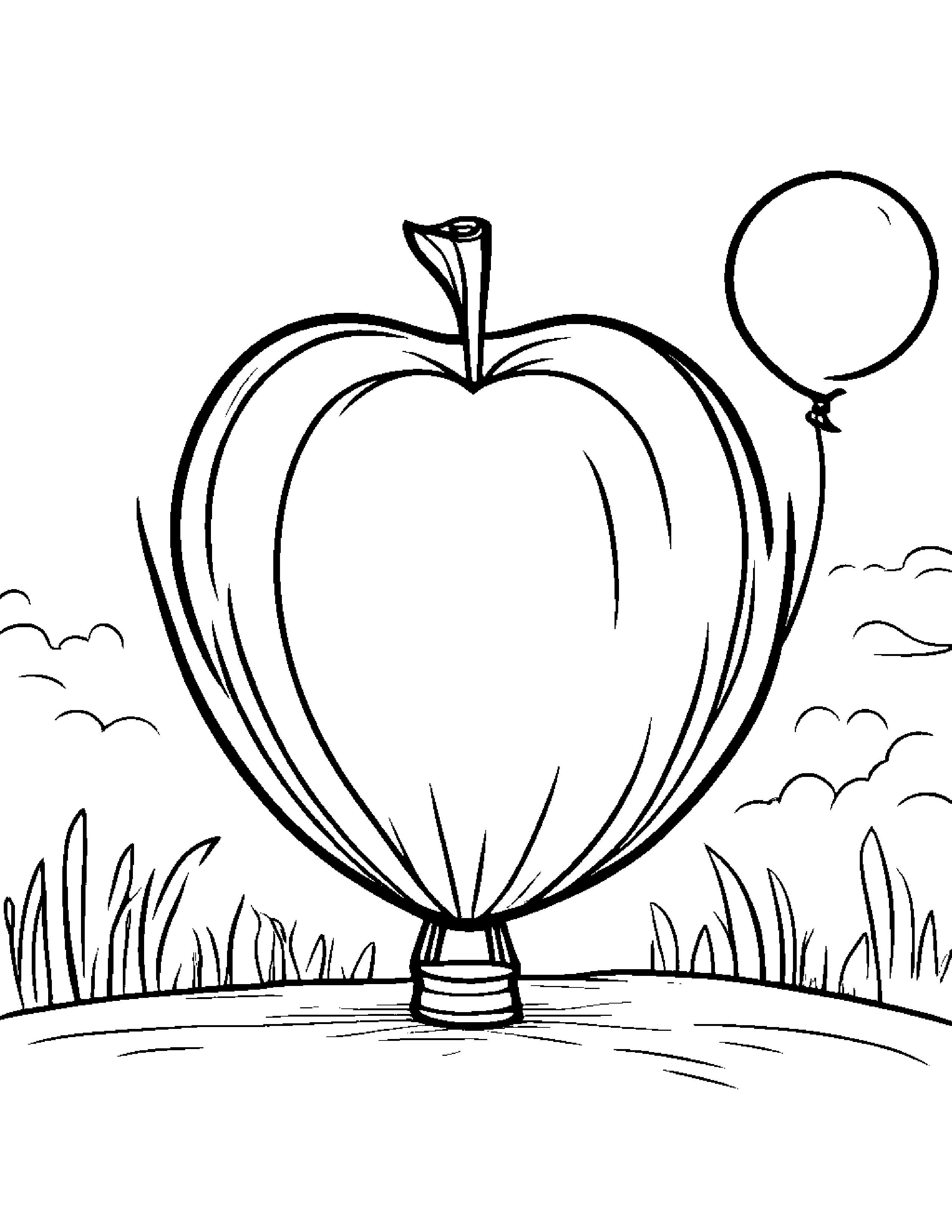 Little Apple With Balloon Coloring Page (Free Printable PDF)