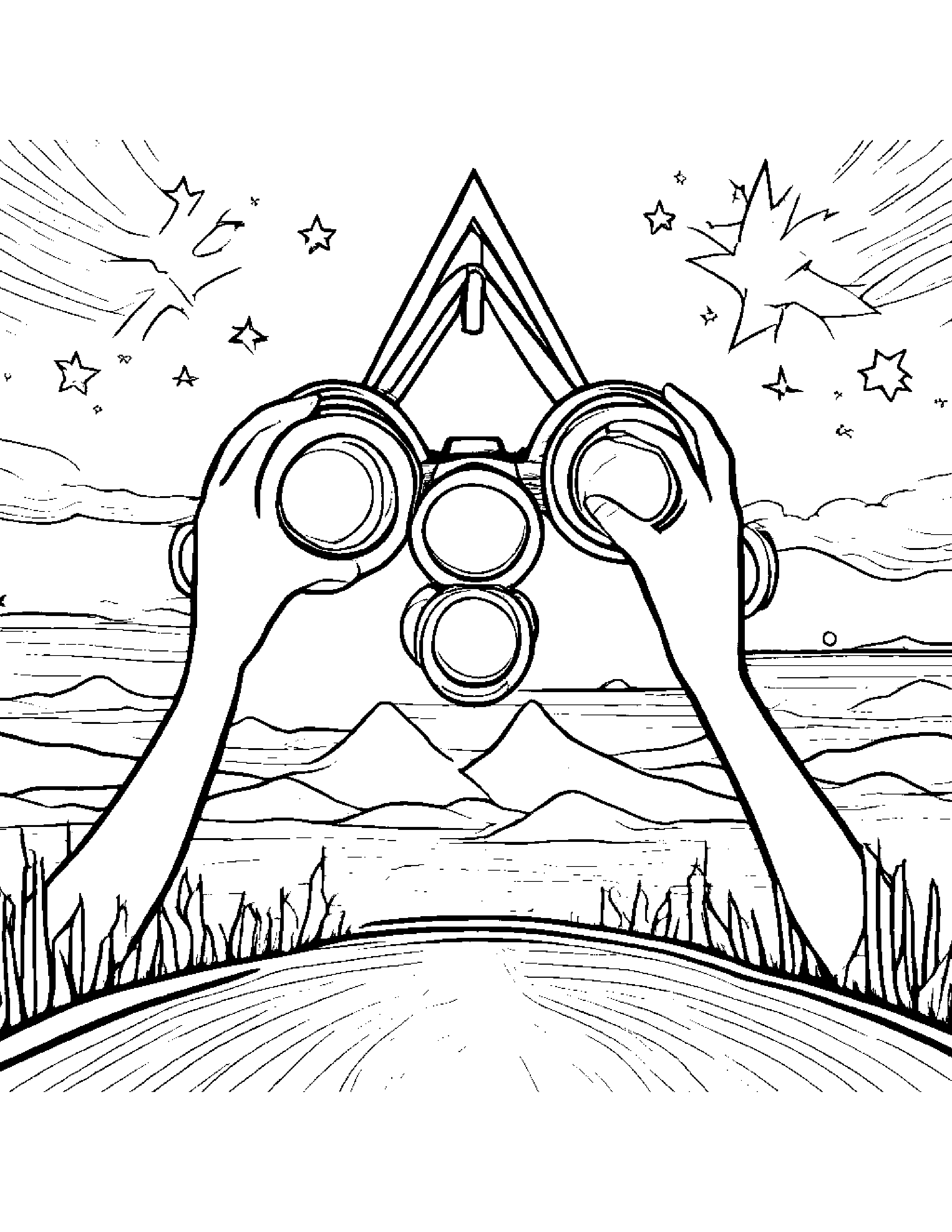 Binoculars Painting A Star Coloring Page (Free Printable PDF)