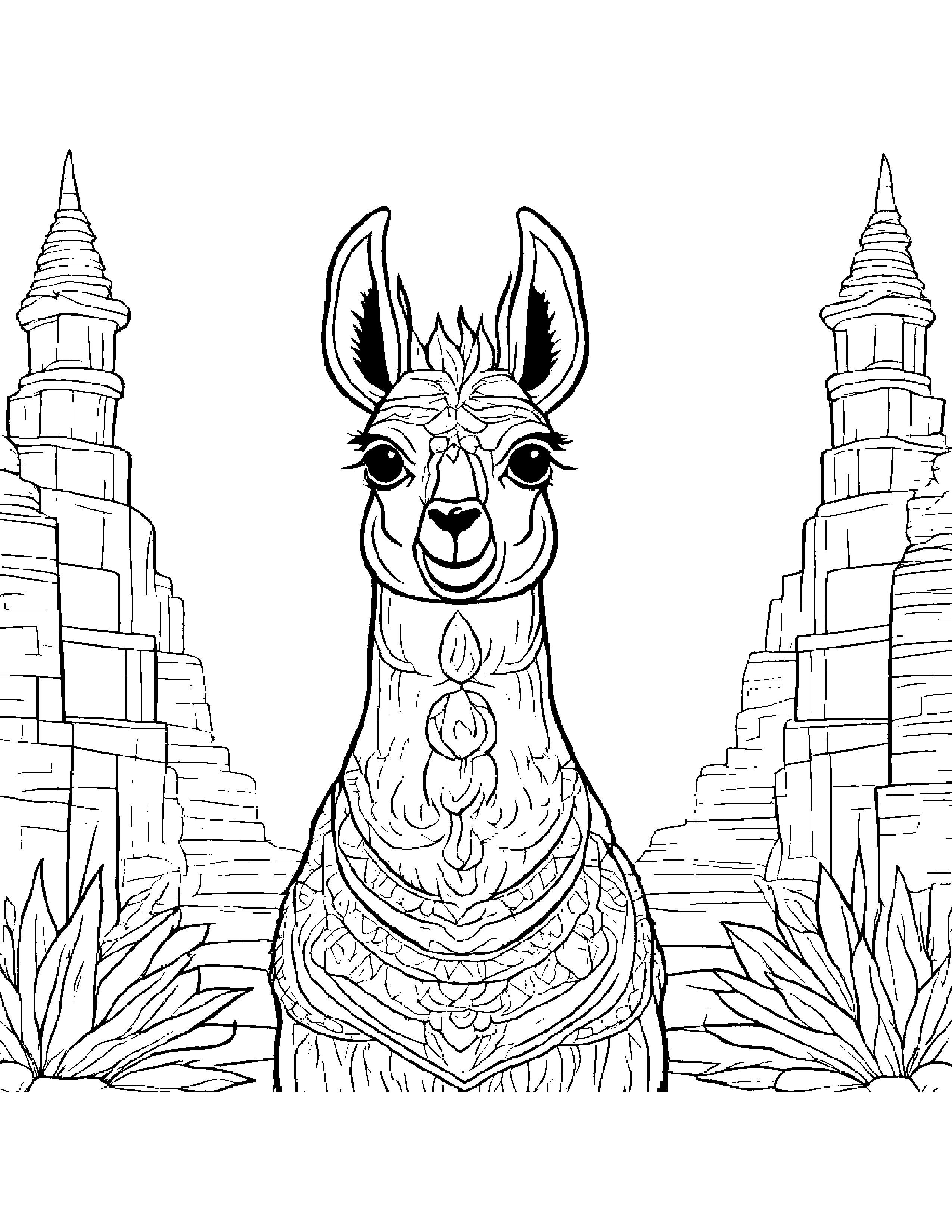 Brave Llama Coloring Coloring Page (Free Printable PDF)