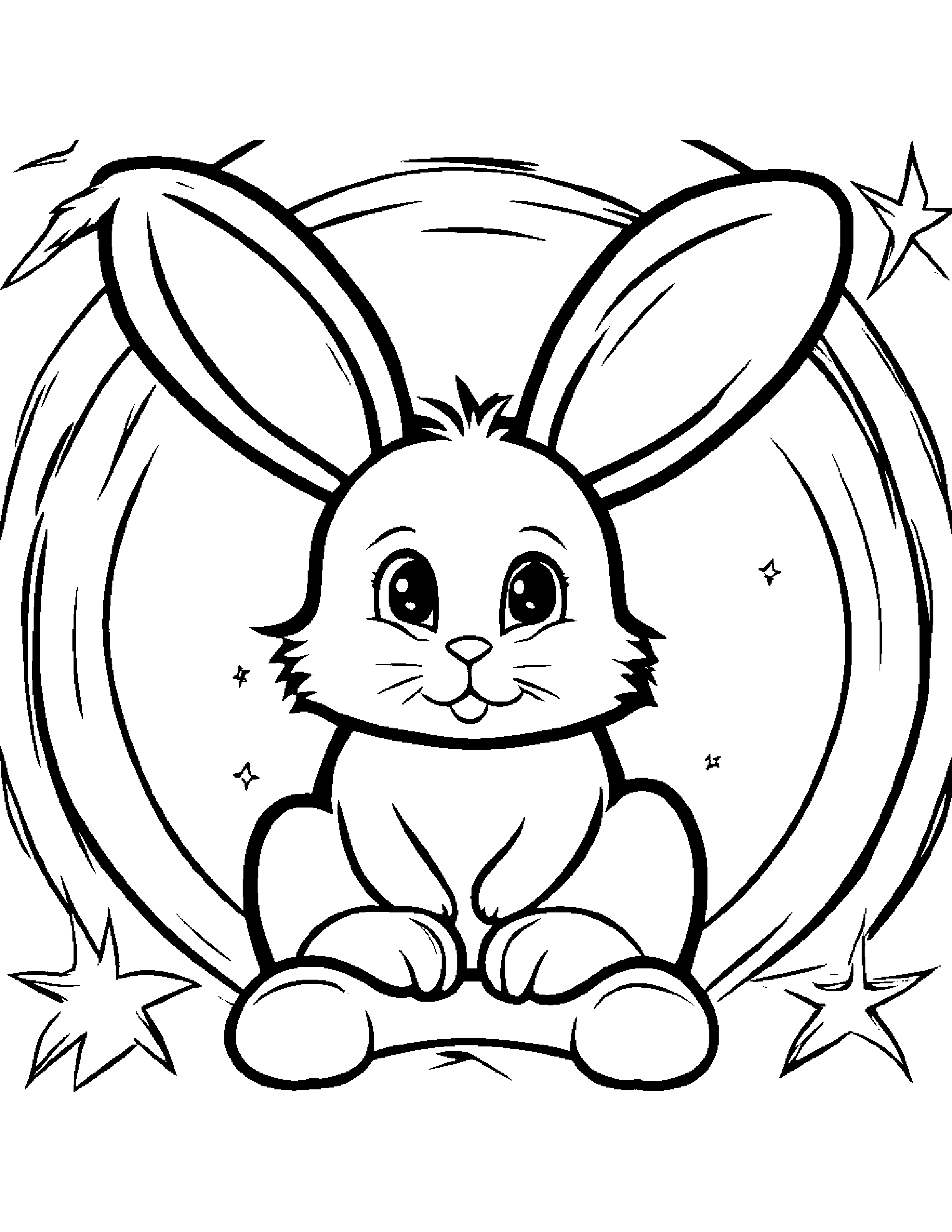 Bunny Painting A Star #2 Coloring Page (Free Printable PDF)