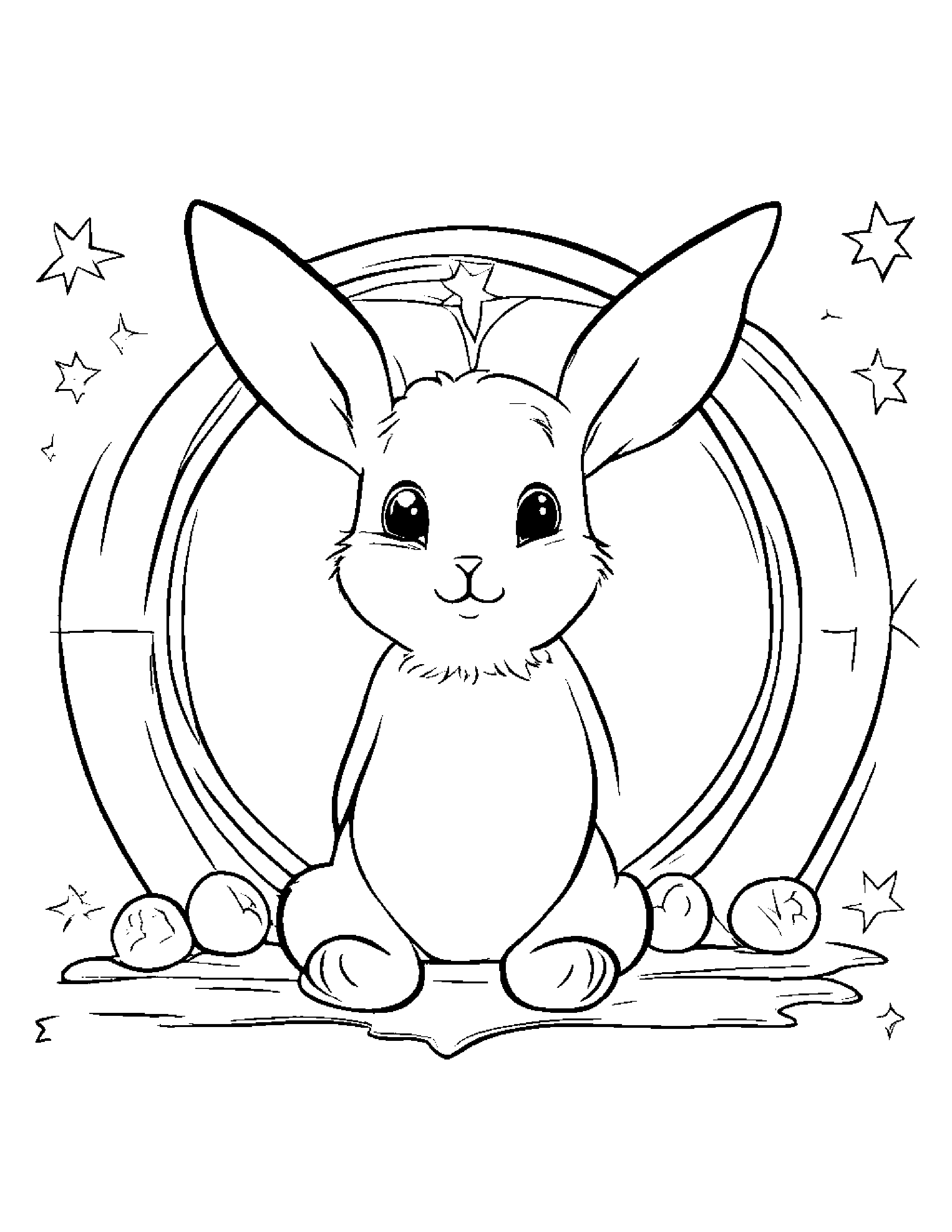 Bunny Painting A Star #3 Coloring Page (Free Printable PDF)