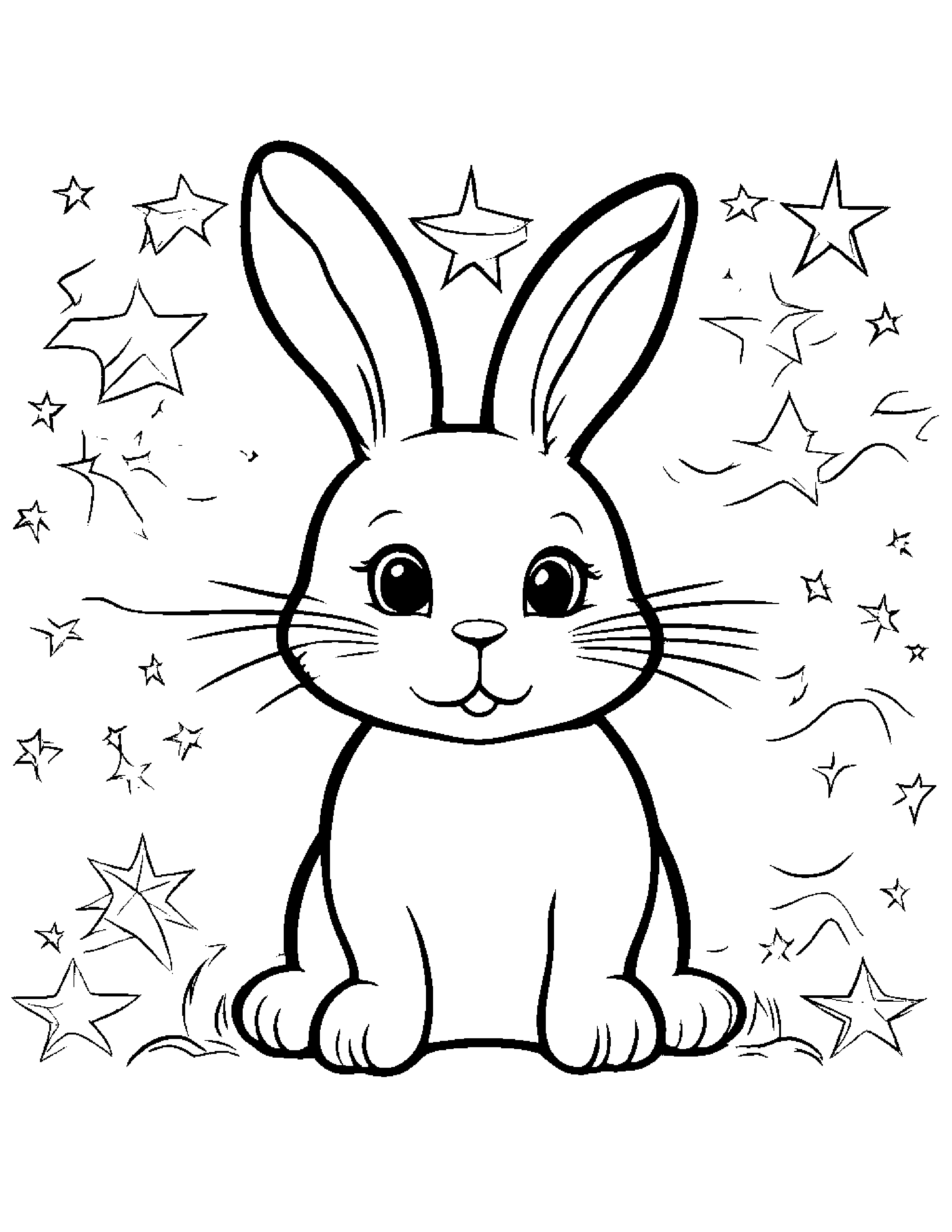 Bunny Painting A Star #4 Coloring Page (Free Printable PDF)