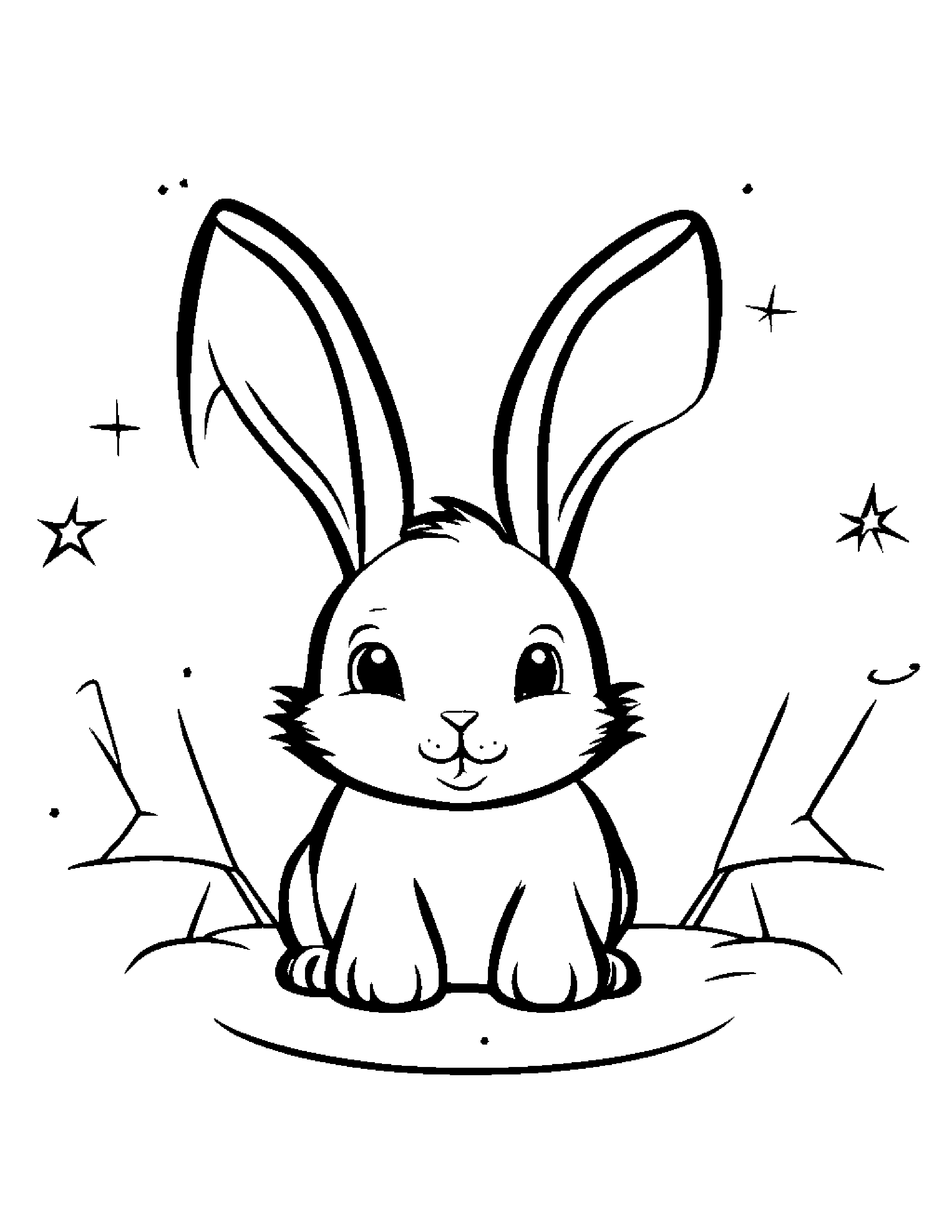Bunny Painting A Star Coloring Page (Free Printable PDF)