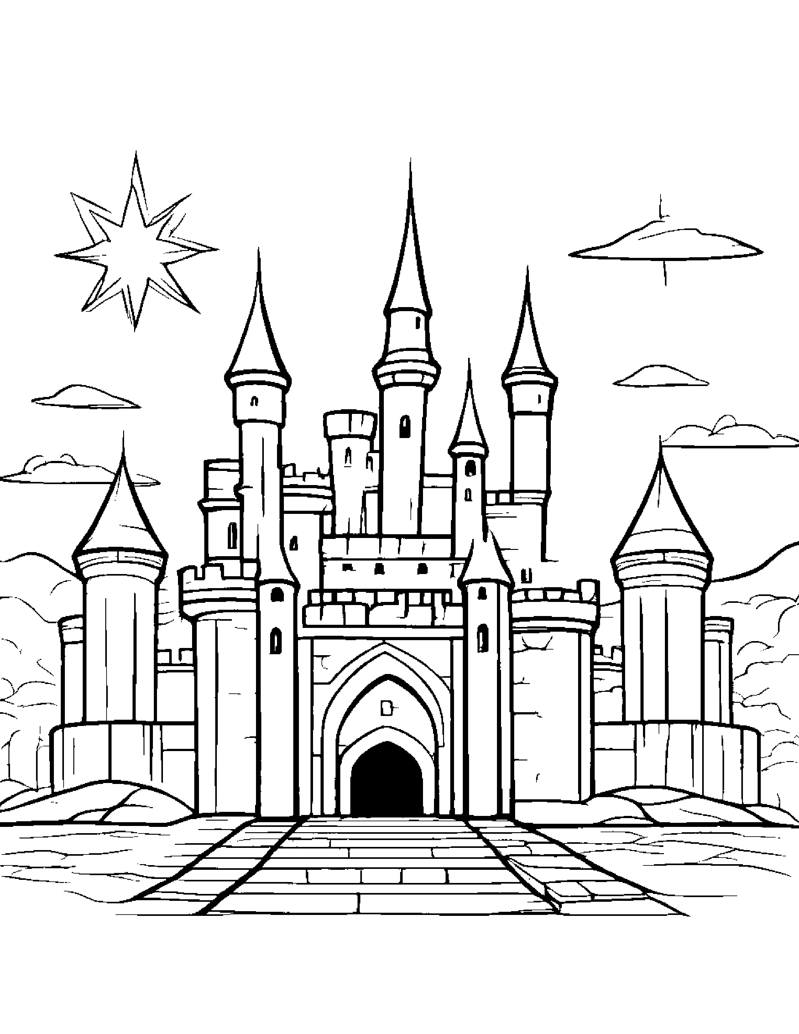 Castle Block Painting A Star Coloring Page (Free Printable PDF)
