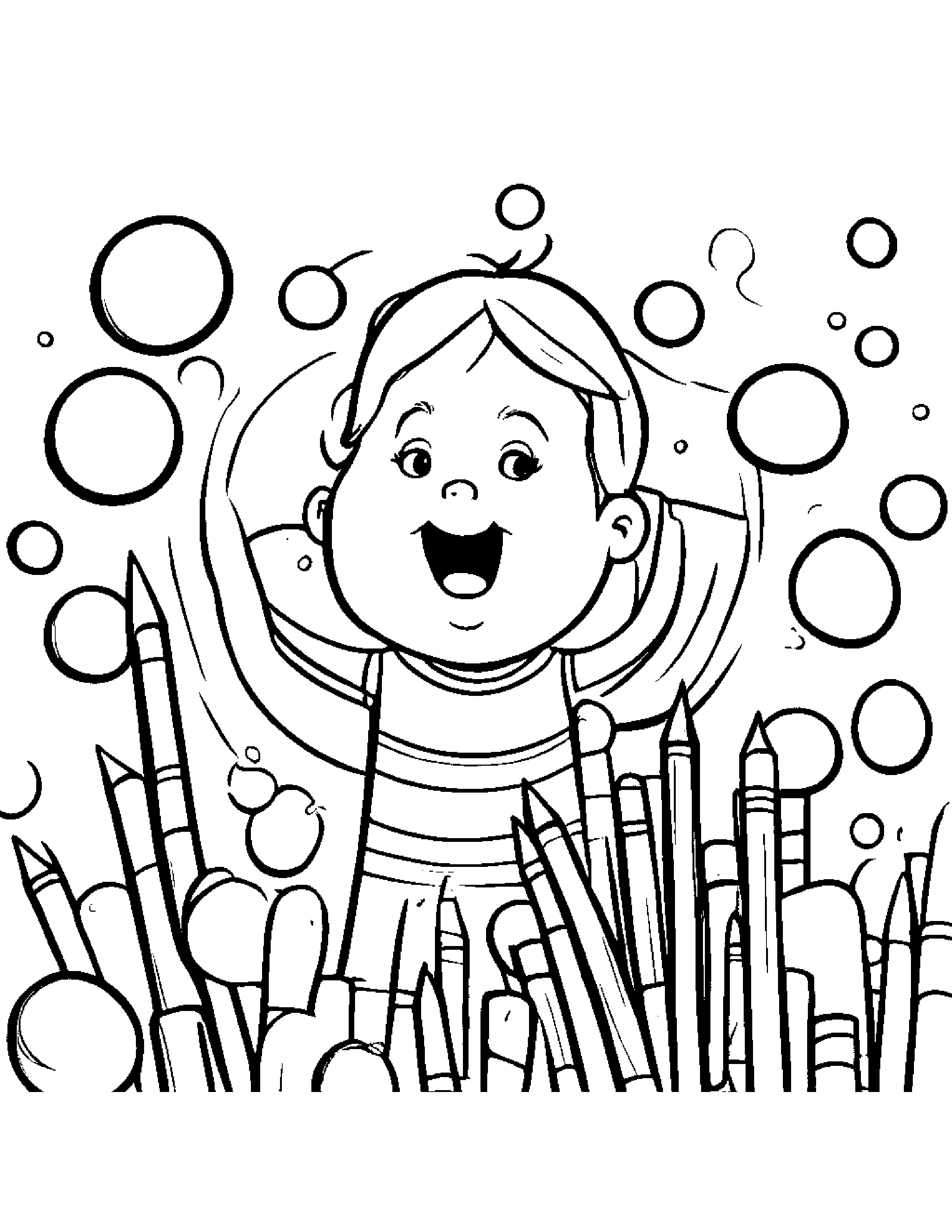 Crayons Blowing Bubbles #4 Coloring Page (Free Printable PDF)