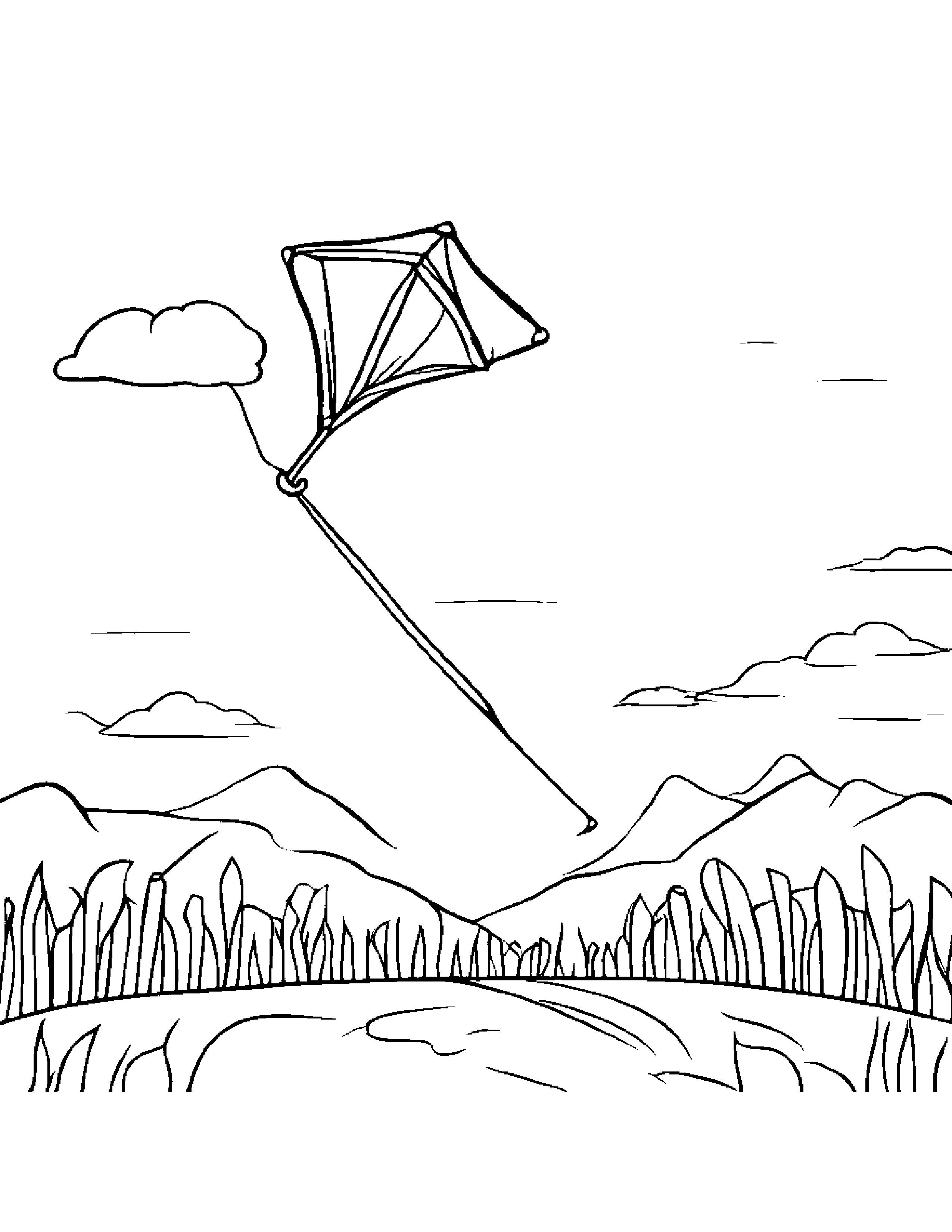 Crayons Flying A Kite #2 Coloring Page (Free Printable PDF)