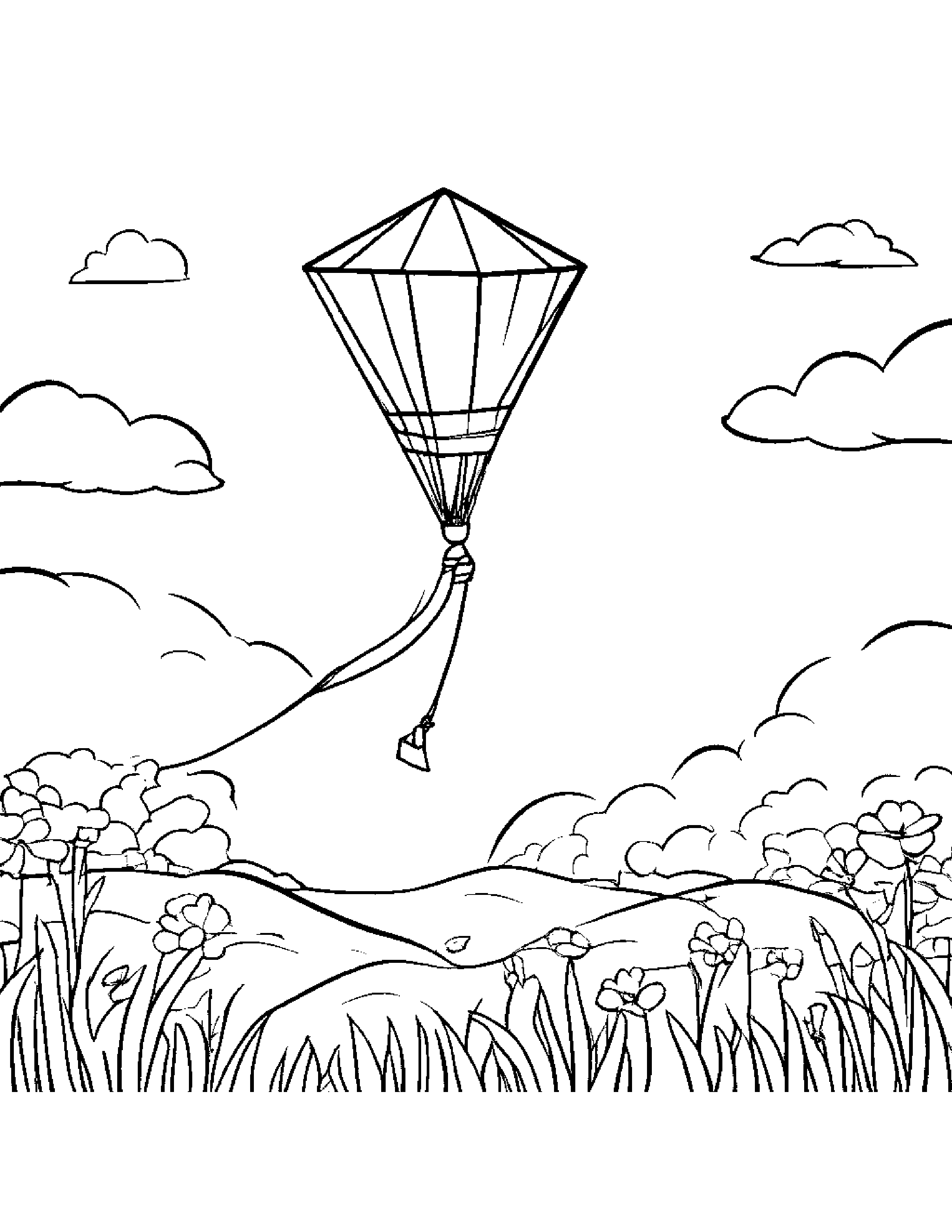 Crayons Flying A Kite #3 Coloring Page (Free Printable PDF)