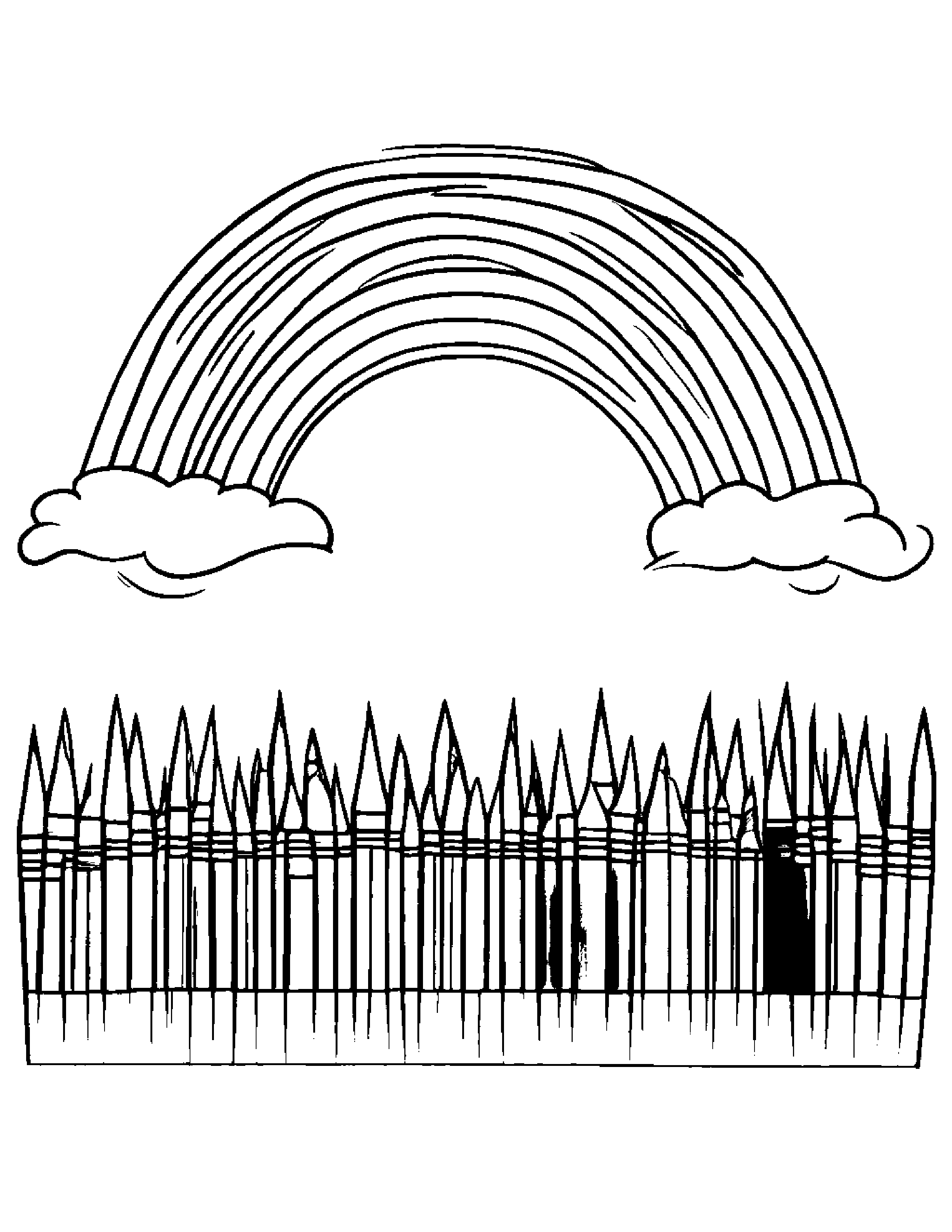 Crayons Sharing Under A Rainbow #3 Coloring Page (Free Printable PDF)