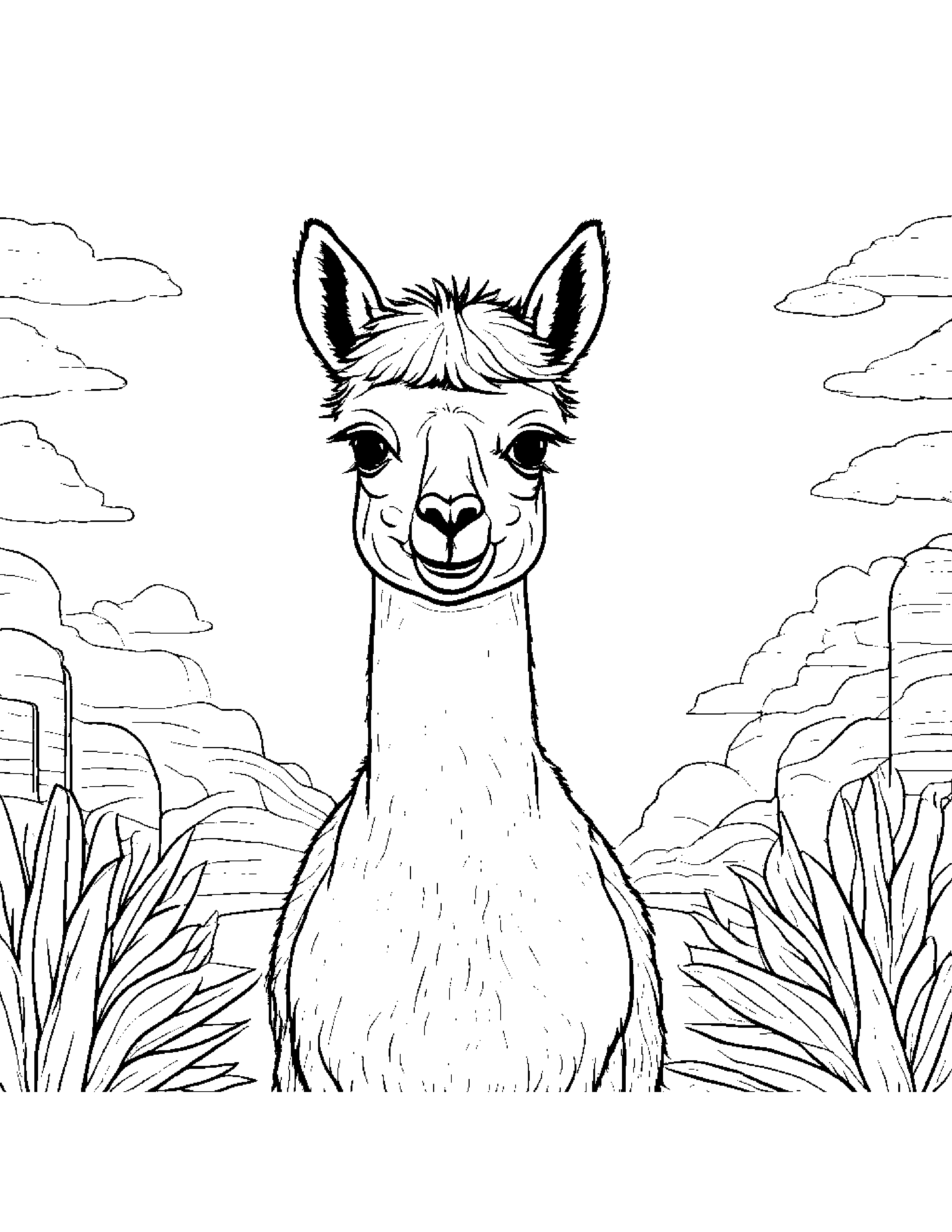 Curious Alpaca Coloring #2 Coloring Page (Free Printable PDF)