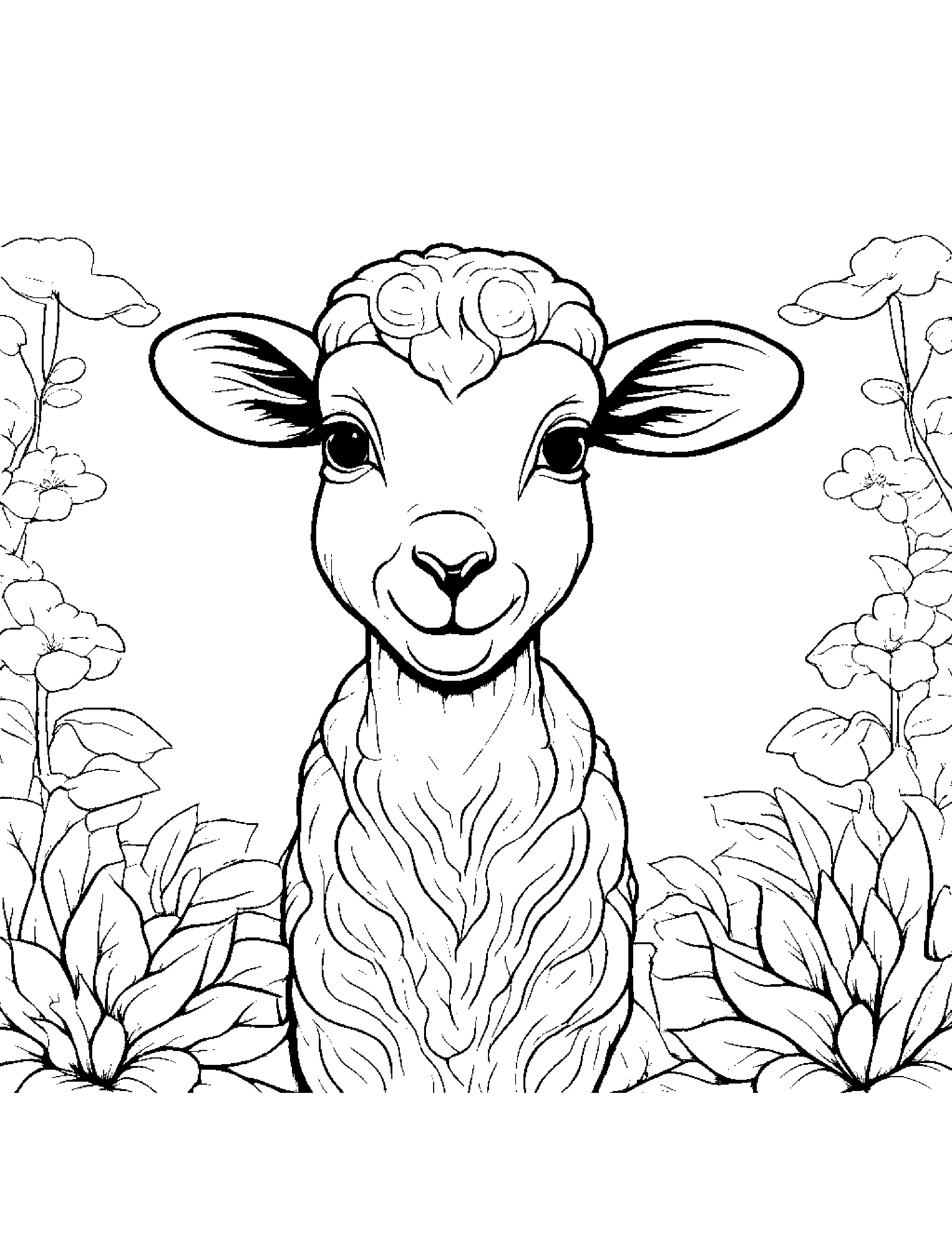 Gentle Lamb Coloring #2 Coloring Page (Free Printable PDF)