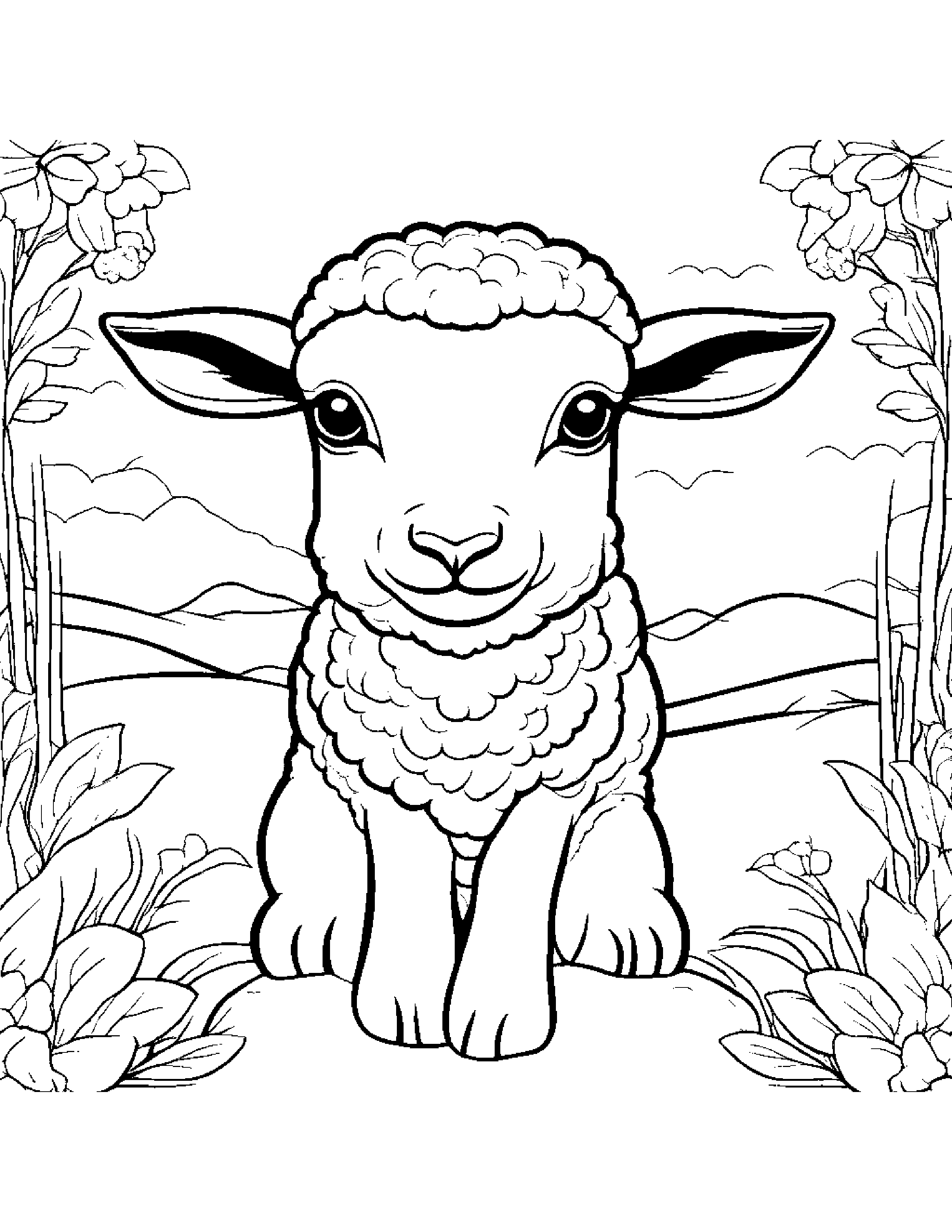 Gentle Lamb Coloring #5 Coloring Page (Free Printable PDF)