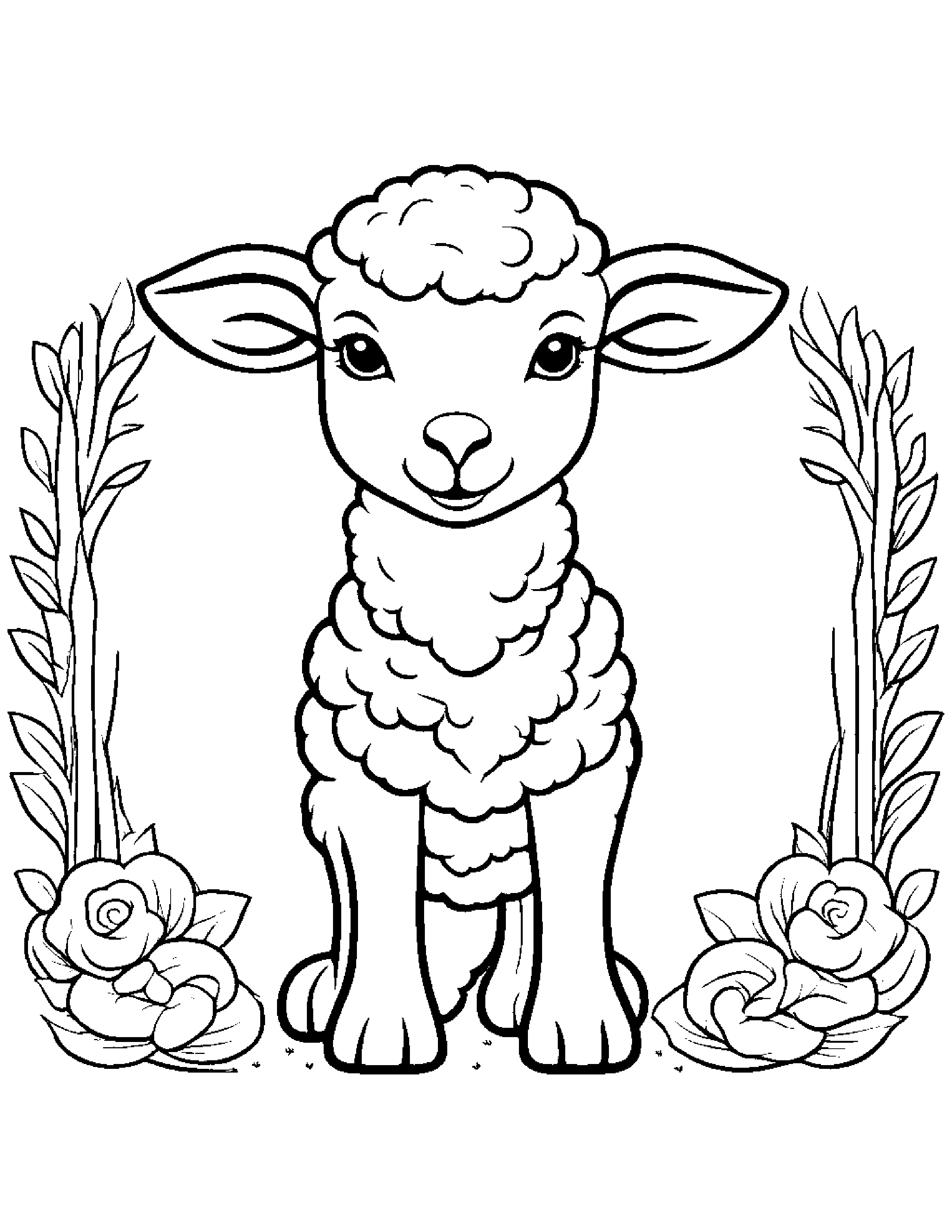 Gentle Lamb Coloring Coloring Page (Free Printable PDF)