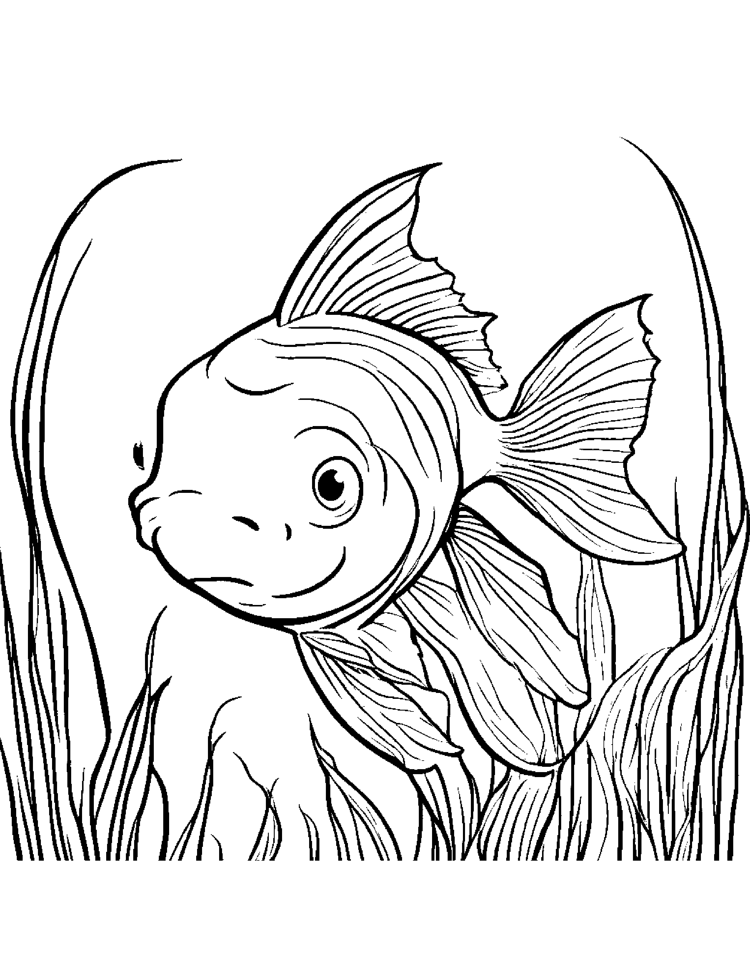 Goldfish Painting A Star #4 Coloring Page (Free Printable PDF)