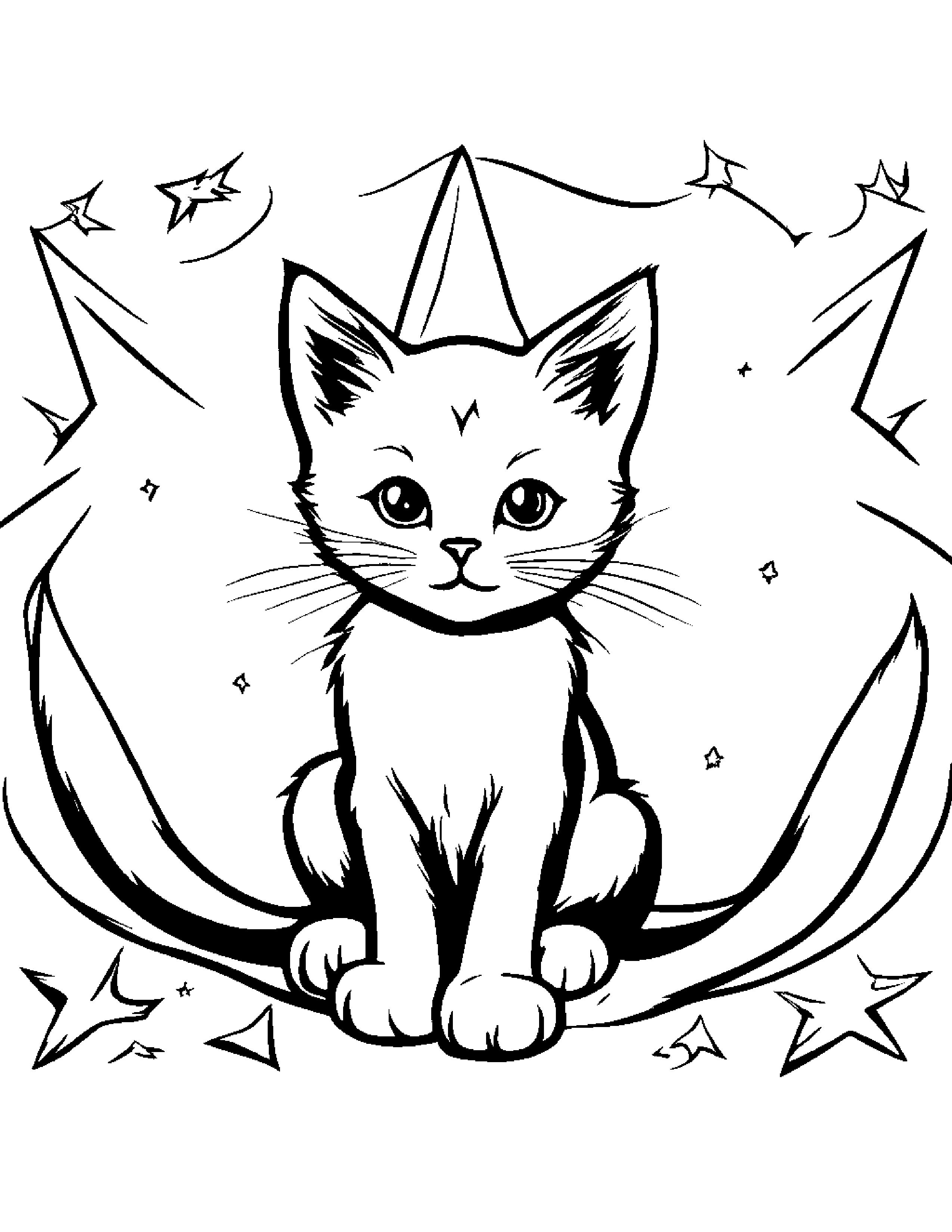 Kitten Painting A Star #3 Coloring Page (Free Printable PDF)