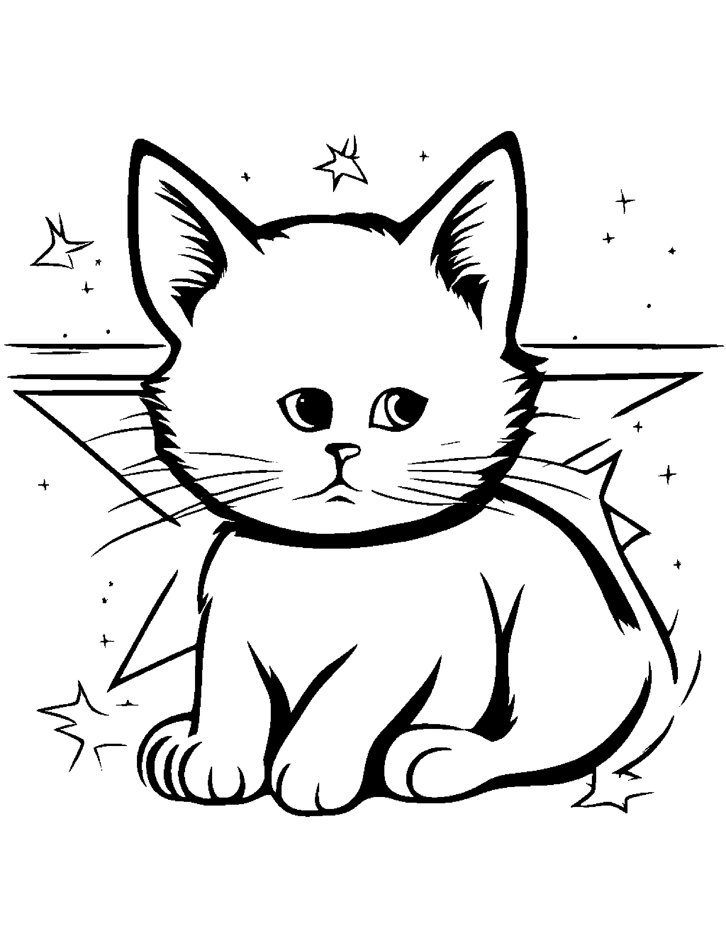 Kitten Painting A Star #4 Coloring Page (Free Printable PDF)