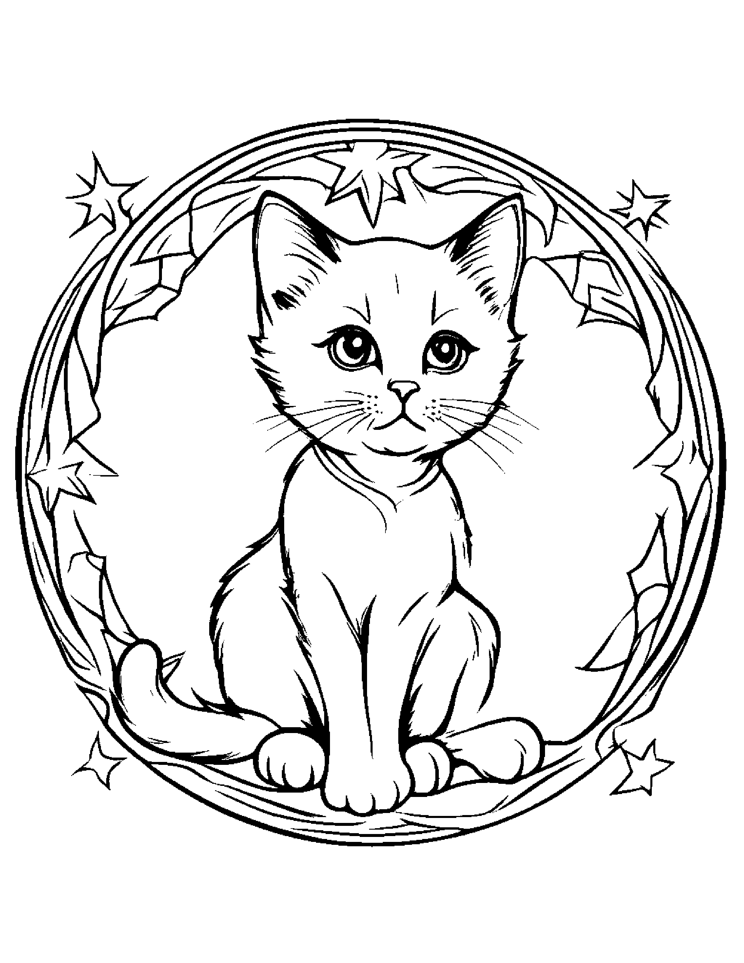 Kitten Painting A Star #5 Coloring Page (Free Printable PDF)