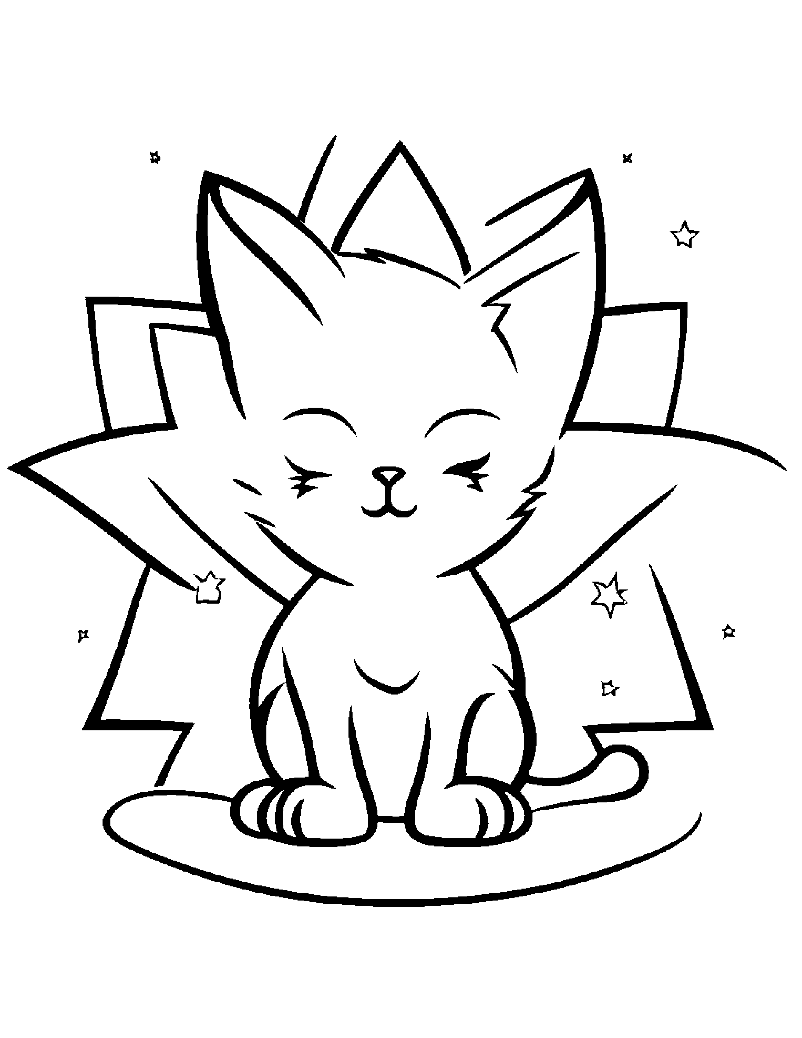 Kitty Painting A Star #2 Coloring Page (Free Printable PDF)