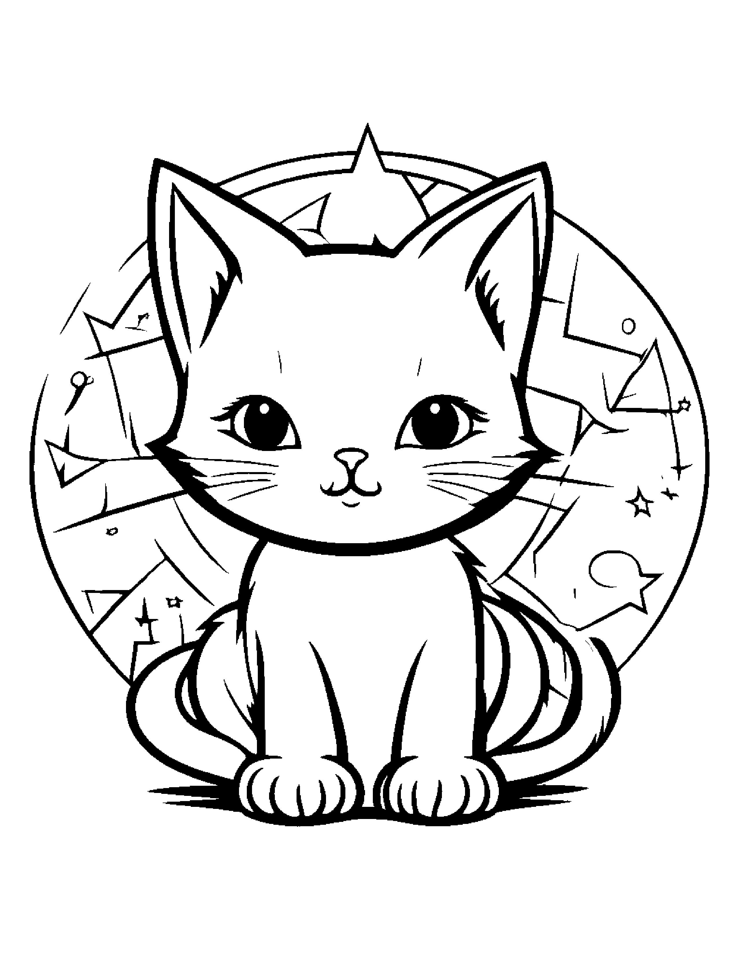 Kitty Painting A Star #4 Coloring Page (Free Printable PDF)