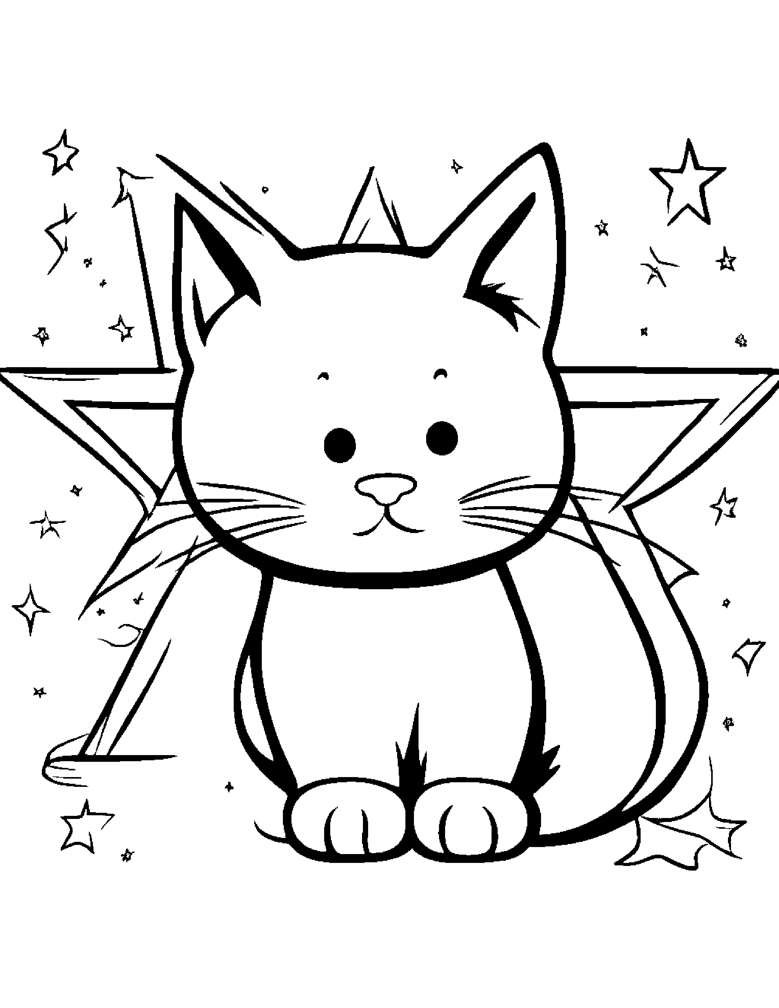 Kitty Painting A Star #5 Coloring Page (Free Printable PDF)
