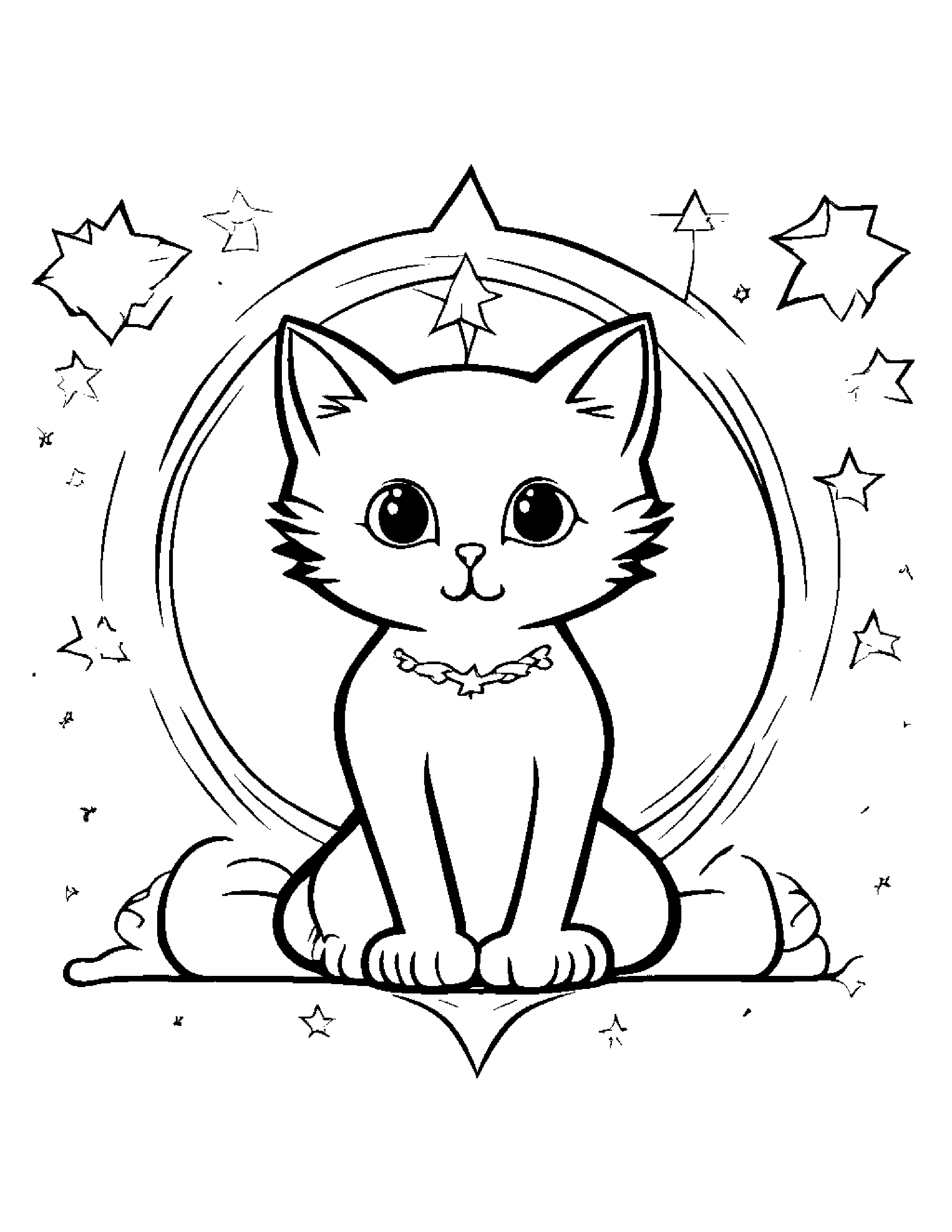Kitty Painting A Star Coloring Page (Free Printable PDF)