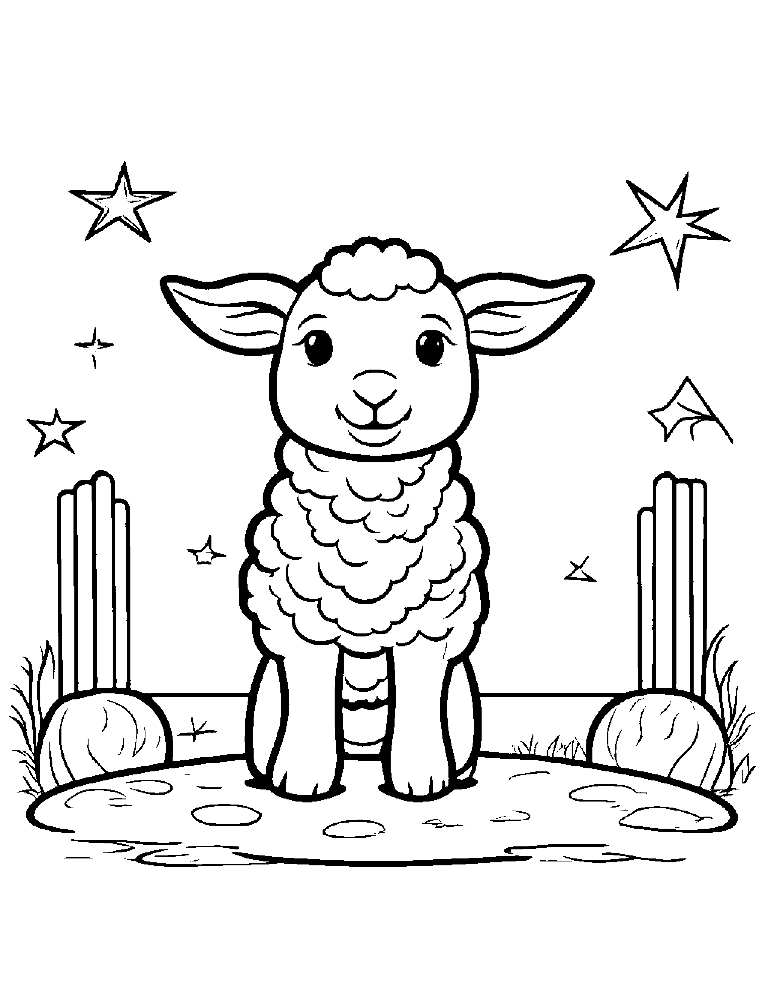 Lamb Painting A Star At The Playground #2 Coloring Page (Free Printable PDF)