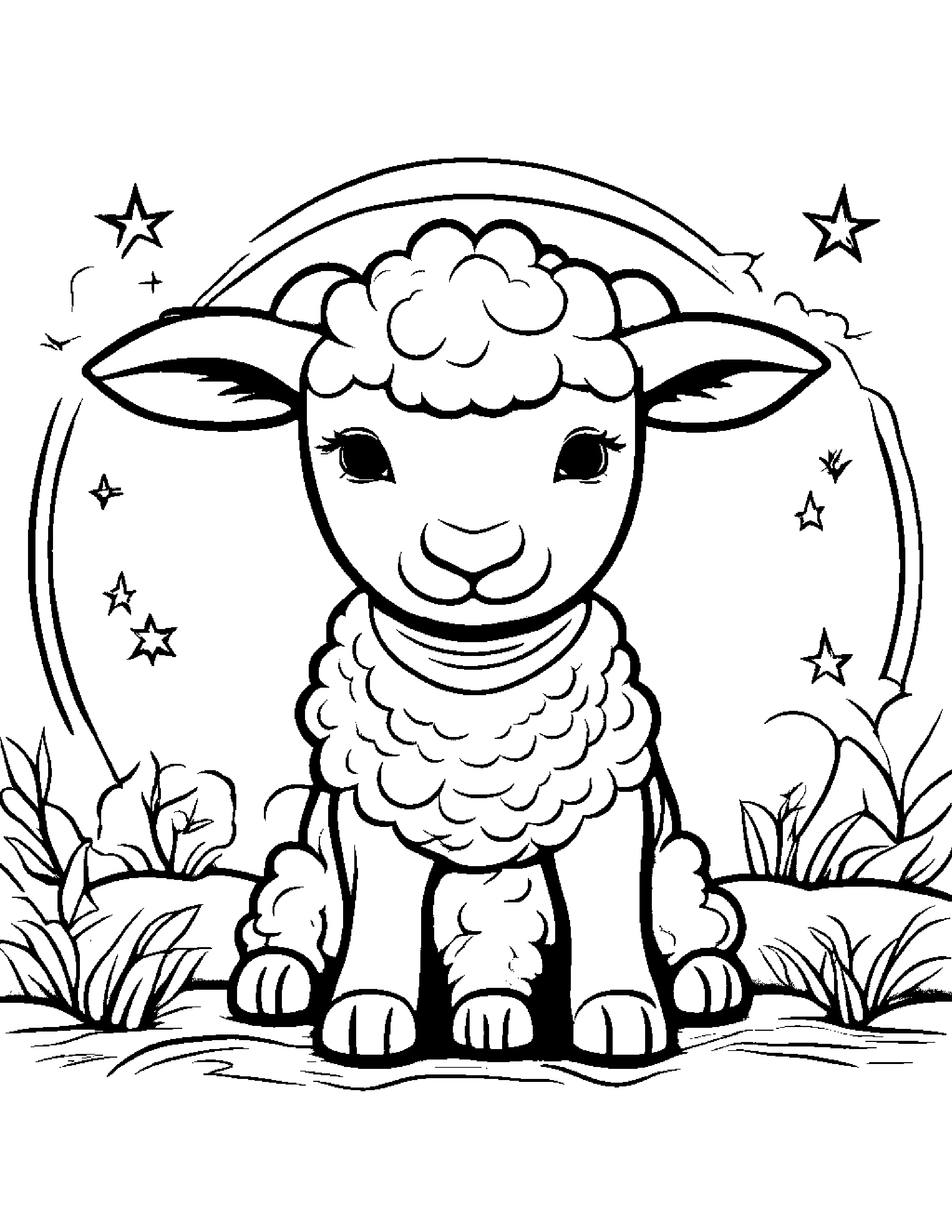 Lamb Painting A Star At The Playground #3 Coloring Page (Free Printable PDF)