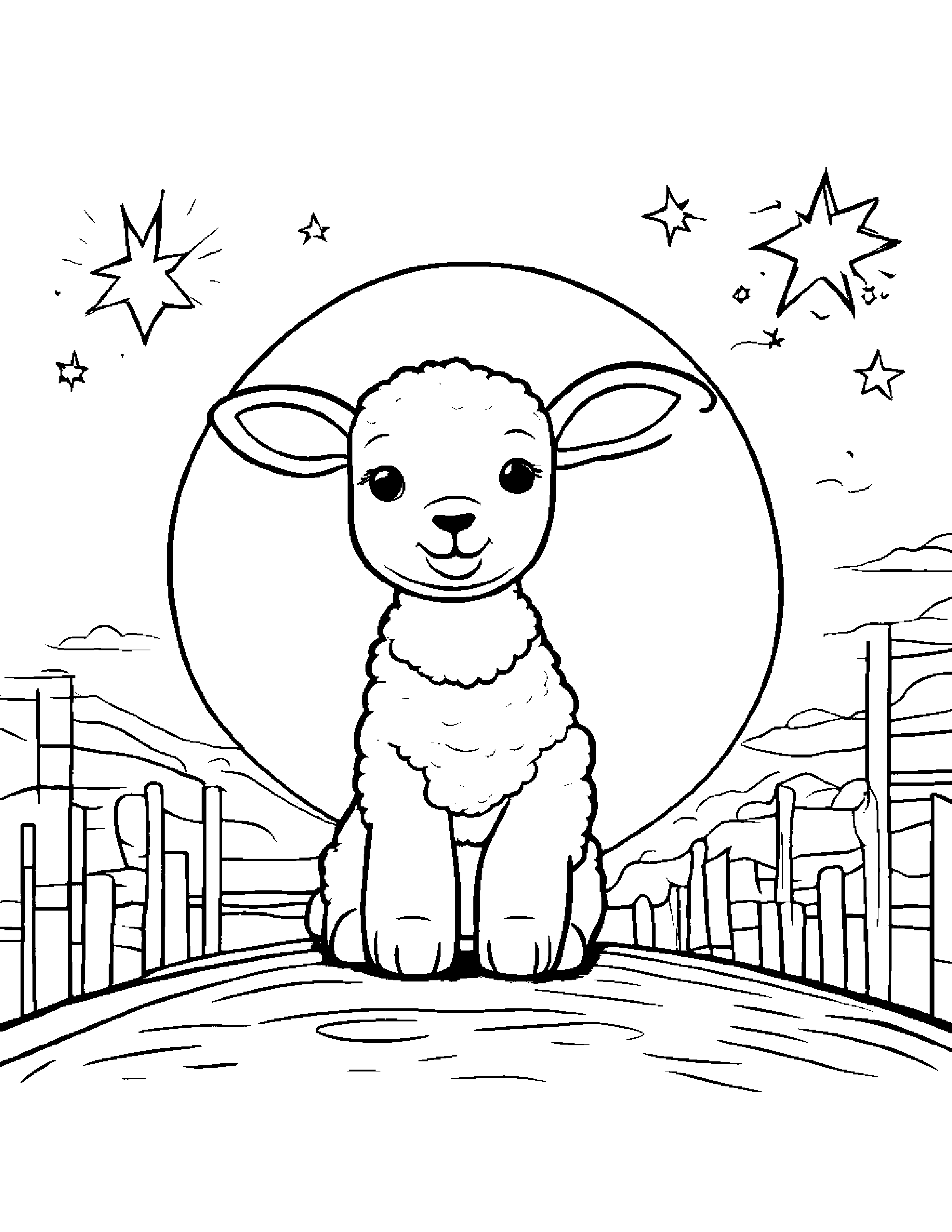 Lamb Painting A Star At The Playground Coloring Page (Free Printable PDF)