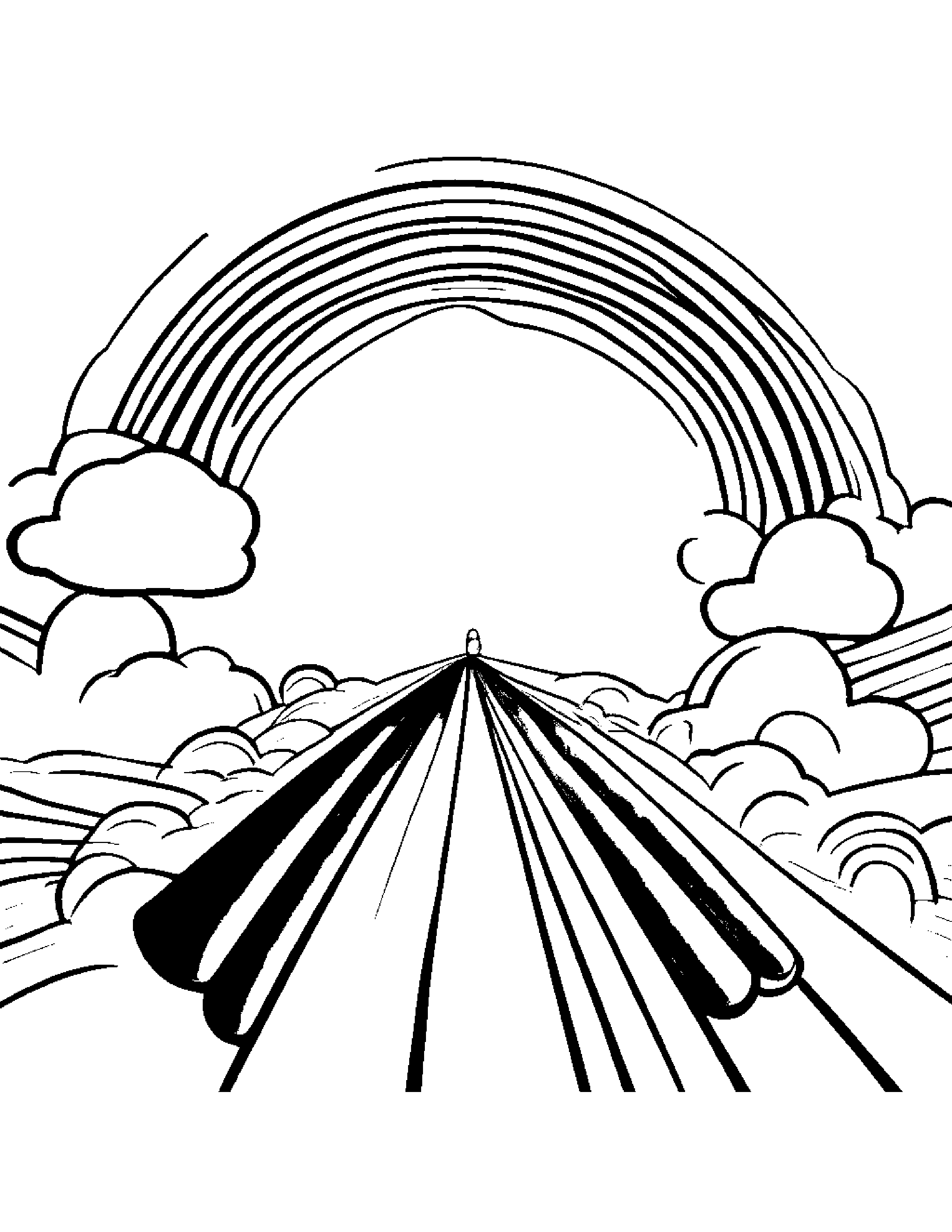 Paintbrush Balancing On A Line Under A Rainbow #3 Coloring Page (Free Printable PDF)