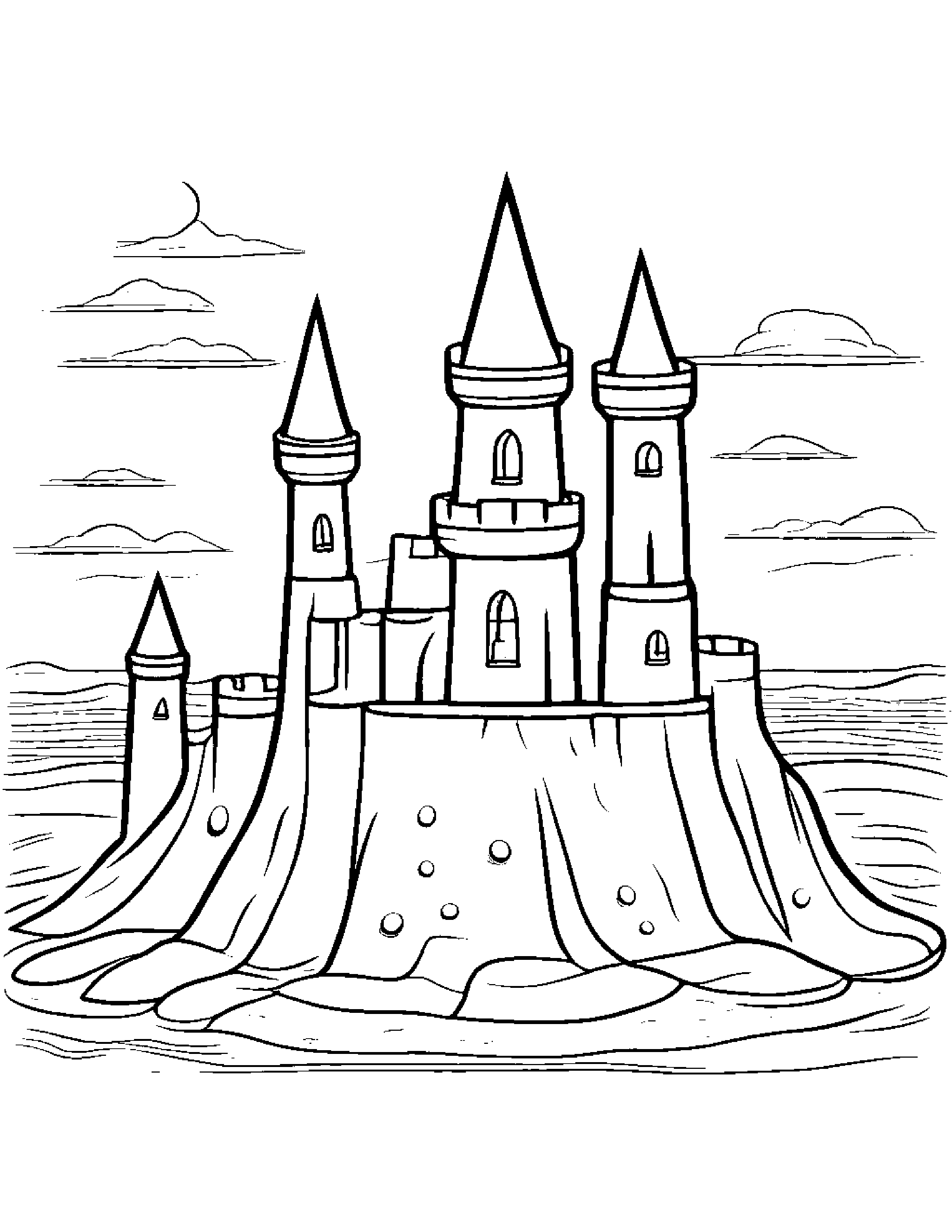Paintbrush Building A Sandcastle Coloring Page (Free Printable PDF)