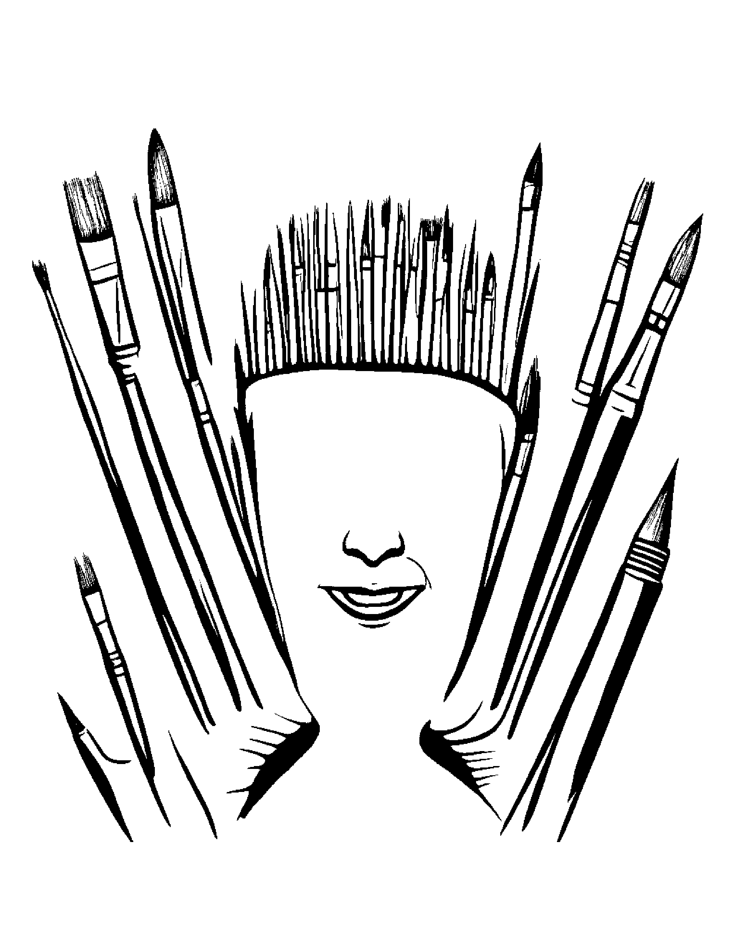 Paintbrush Making Silly Faces #4 Coloring Page (Free Printable PDF)