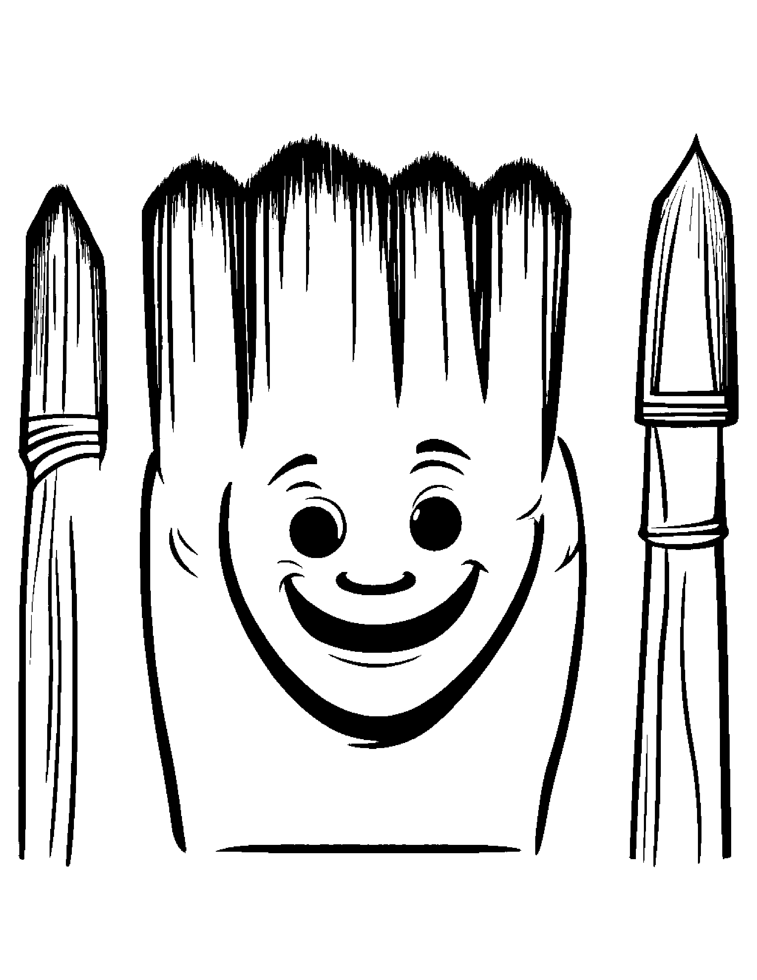 Paintbrush Making Silly Faces Coloring Page (Free Printable PDF)