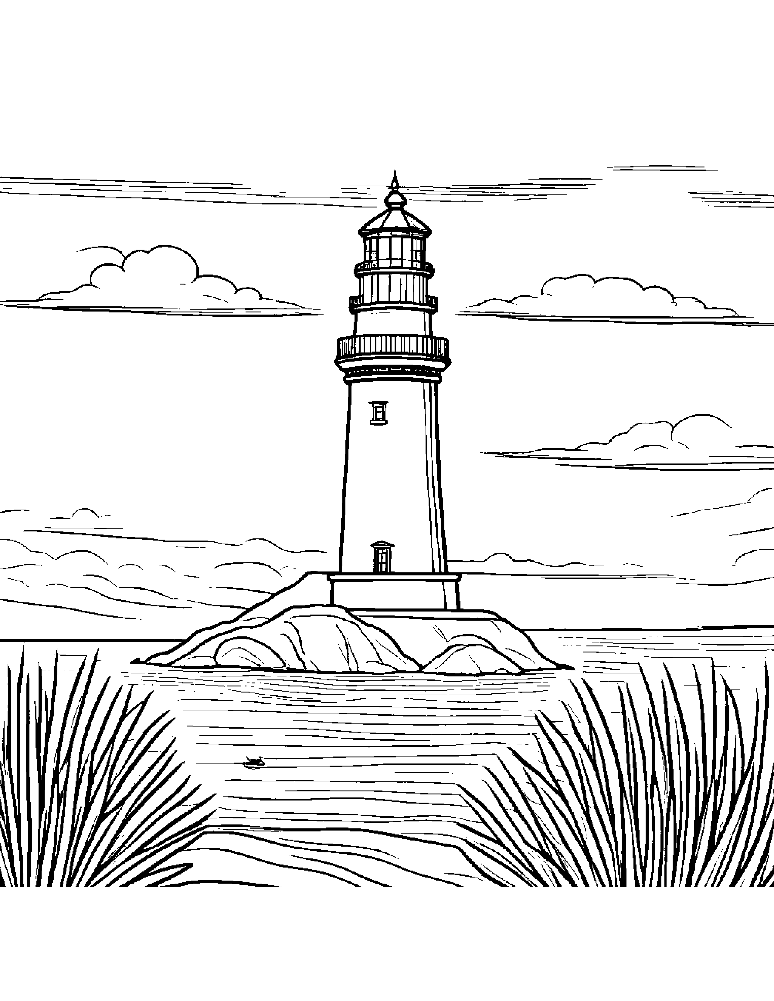 Paintbrush Playing Hide-And-Seek Near A Lighthouse #2 Coloring Page (Free Printable PDF)